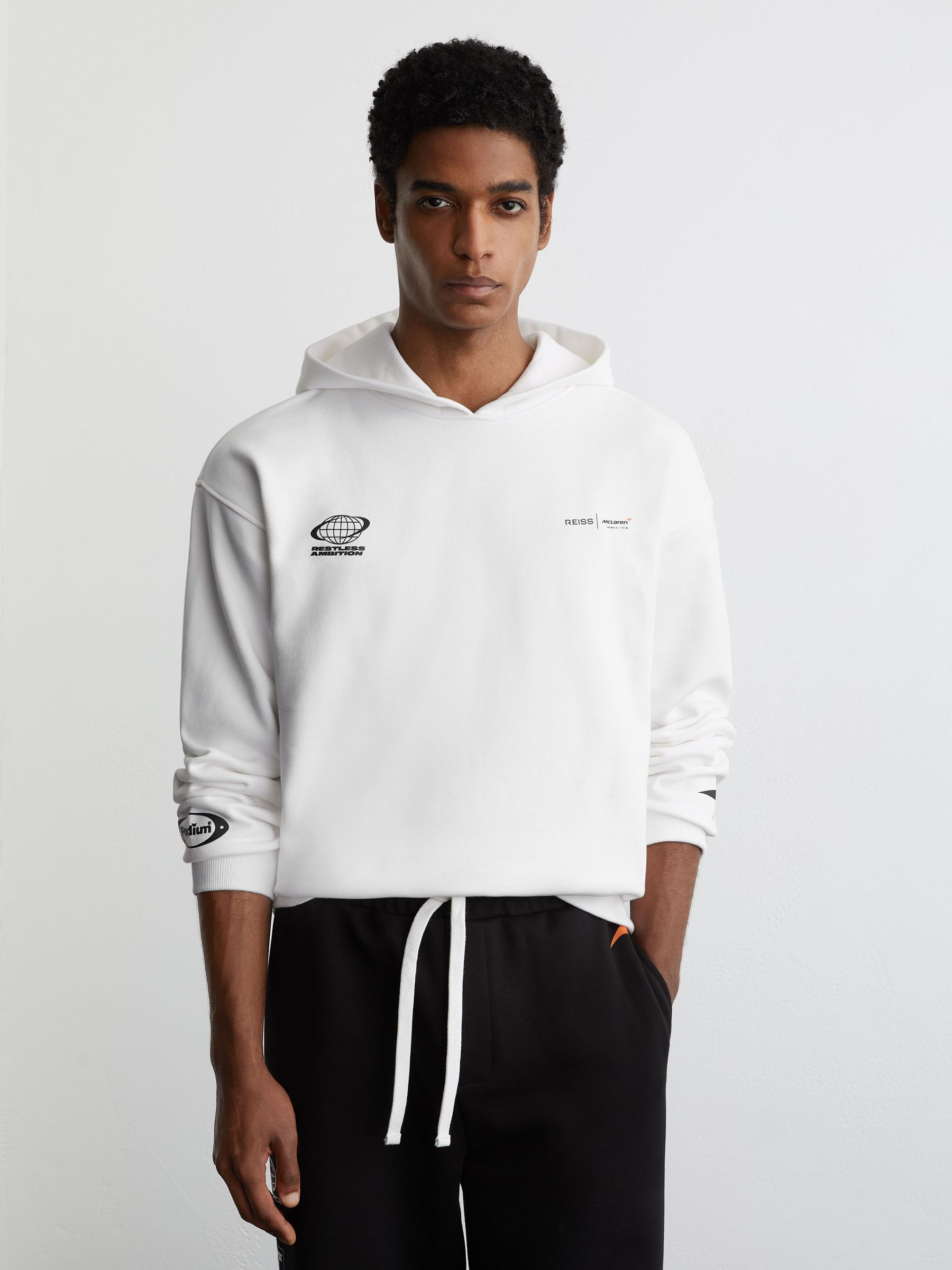 McLaren Racing Heavyweight Motif Hoodie Unisex-Fit in White - Image 1 of 7