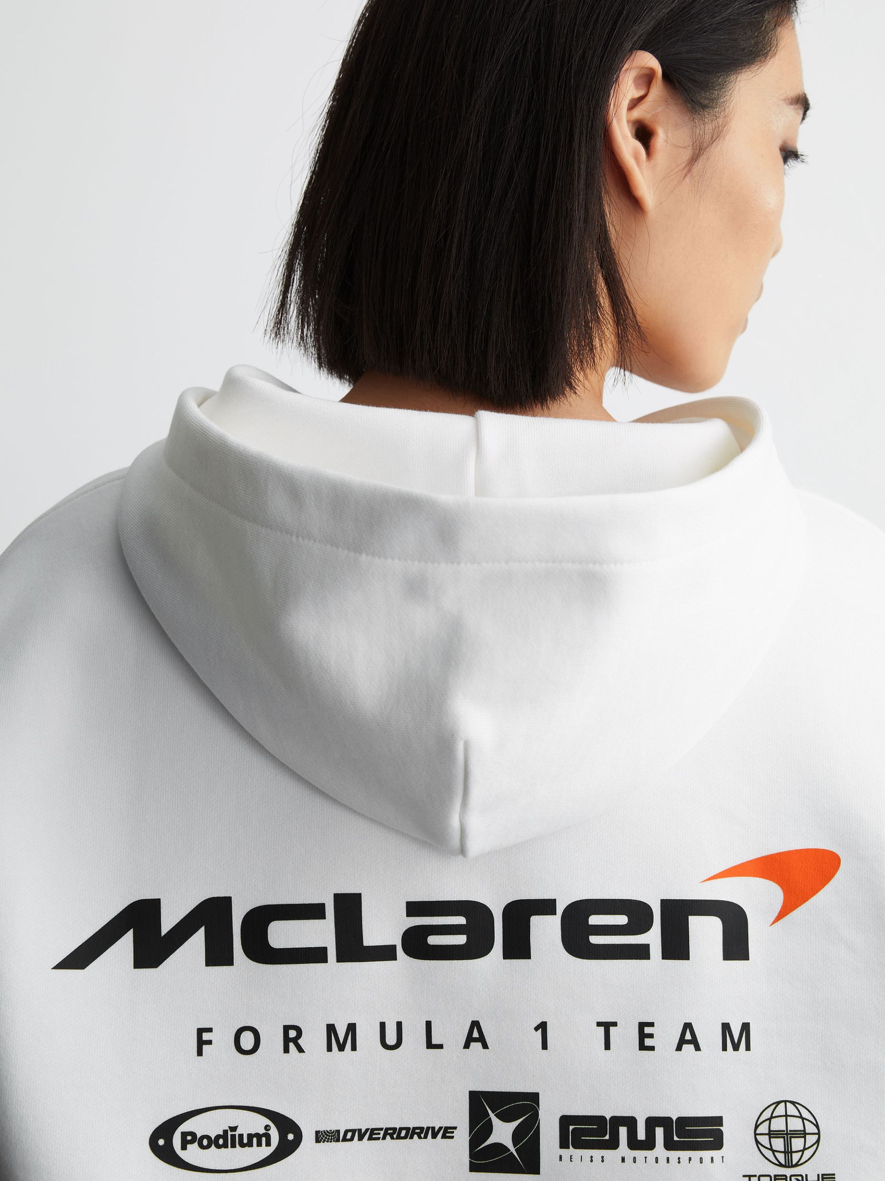 McLaren Racing Heavyweight Motif Hoodie Unisex-Fit in White - Image 6 of 7