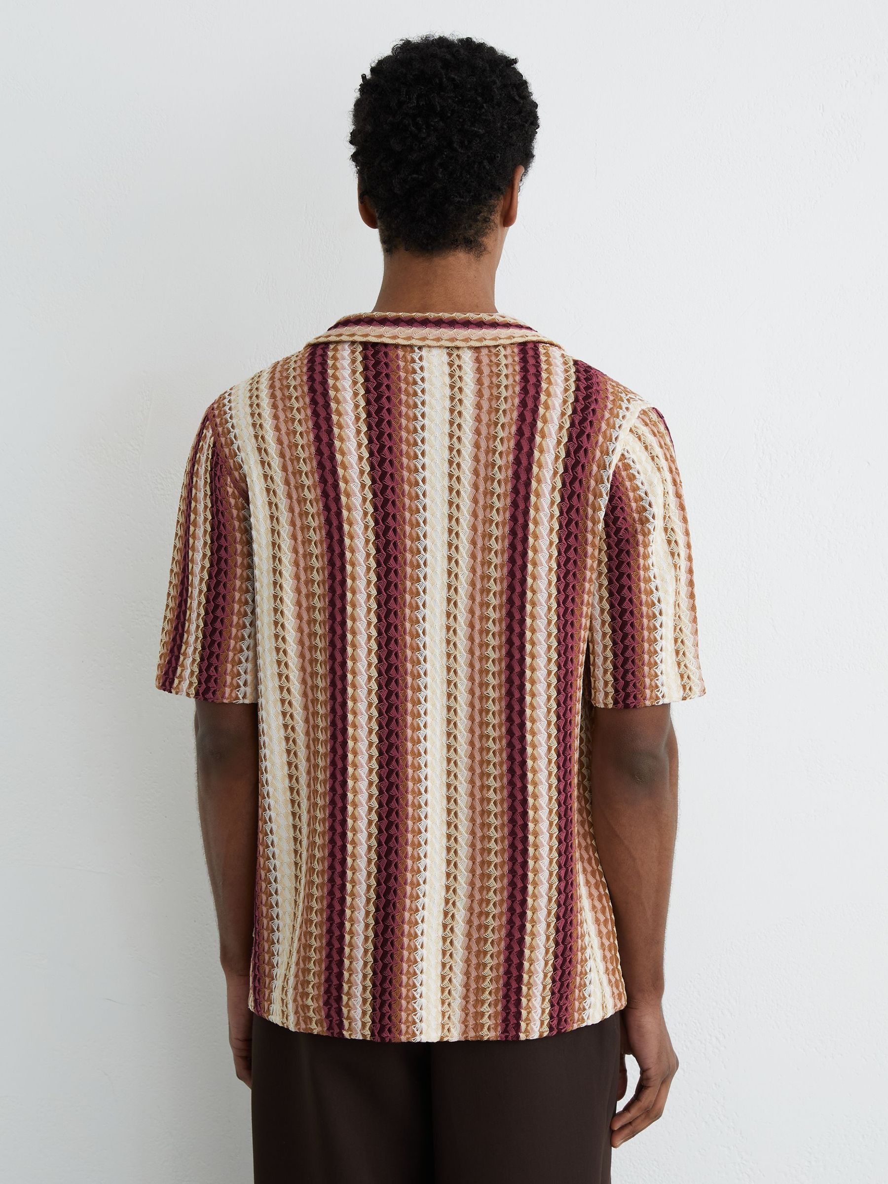 Stripe-Knit Cuban-Collar Shirt in Pink - image 5