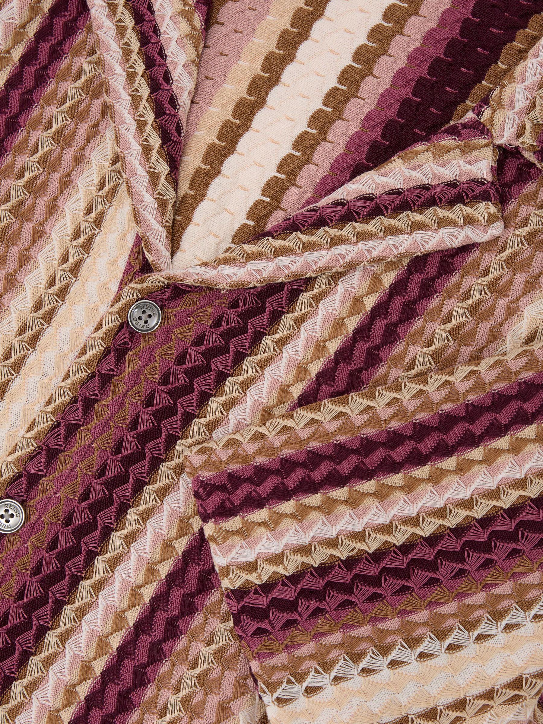 Stripe-Knit Cuban-Collar Shirt in Pink - image 3