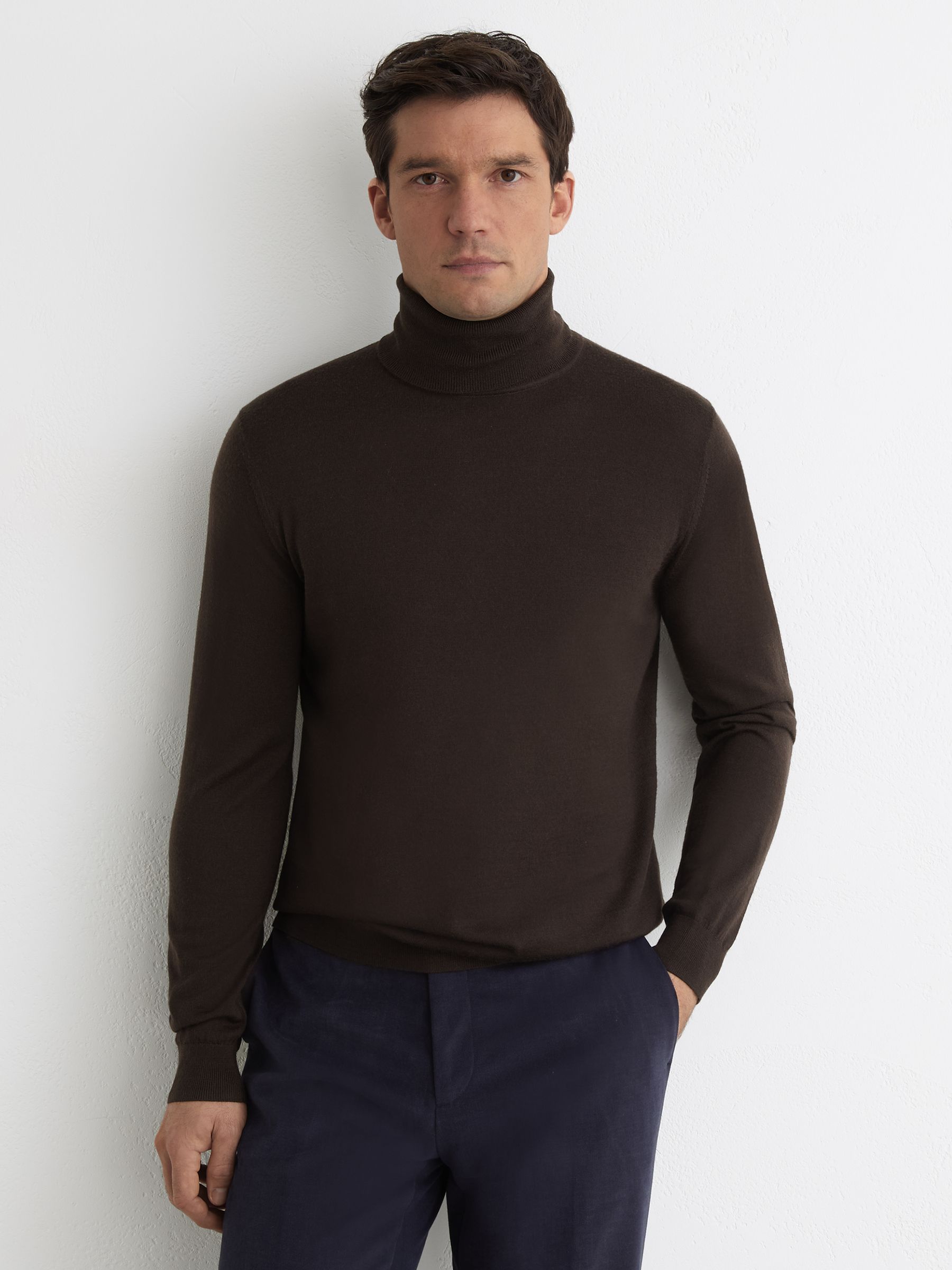 Wool Roll-Neck Jumper in Dark Brown - image 2