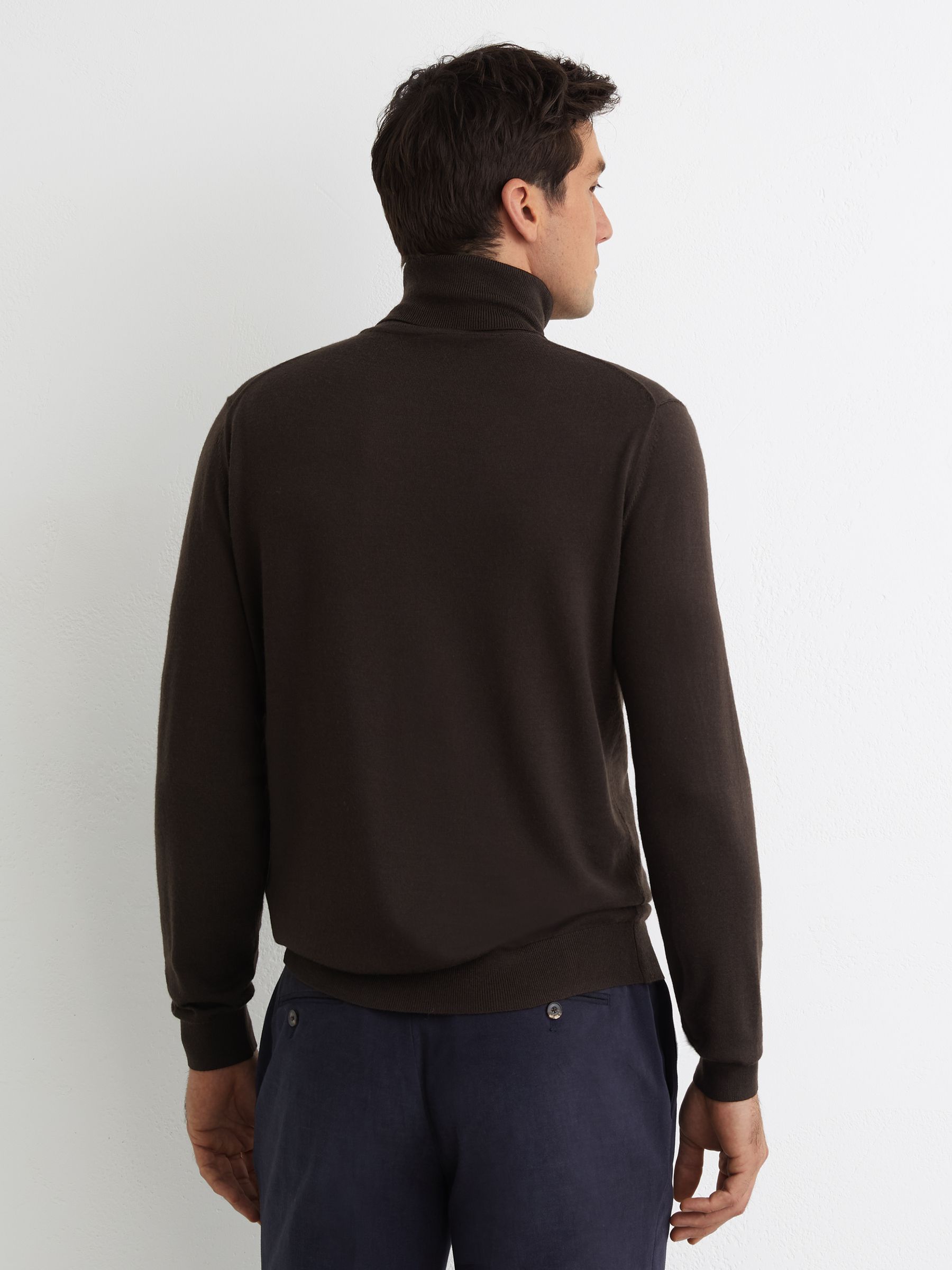 Wool Roll-Neck Jumper in Dark Brown - image 4