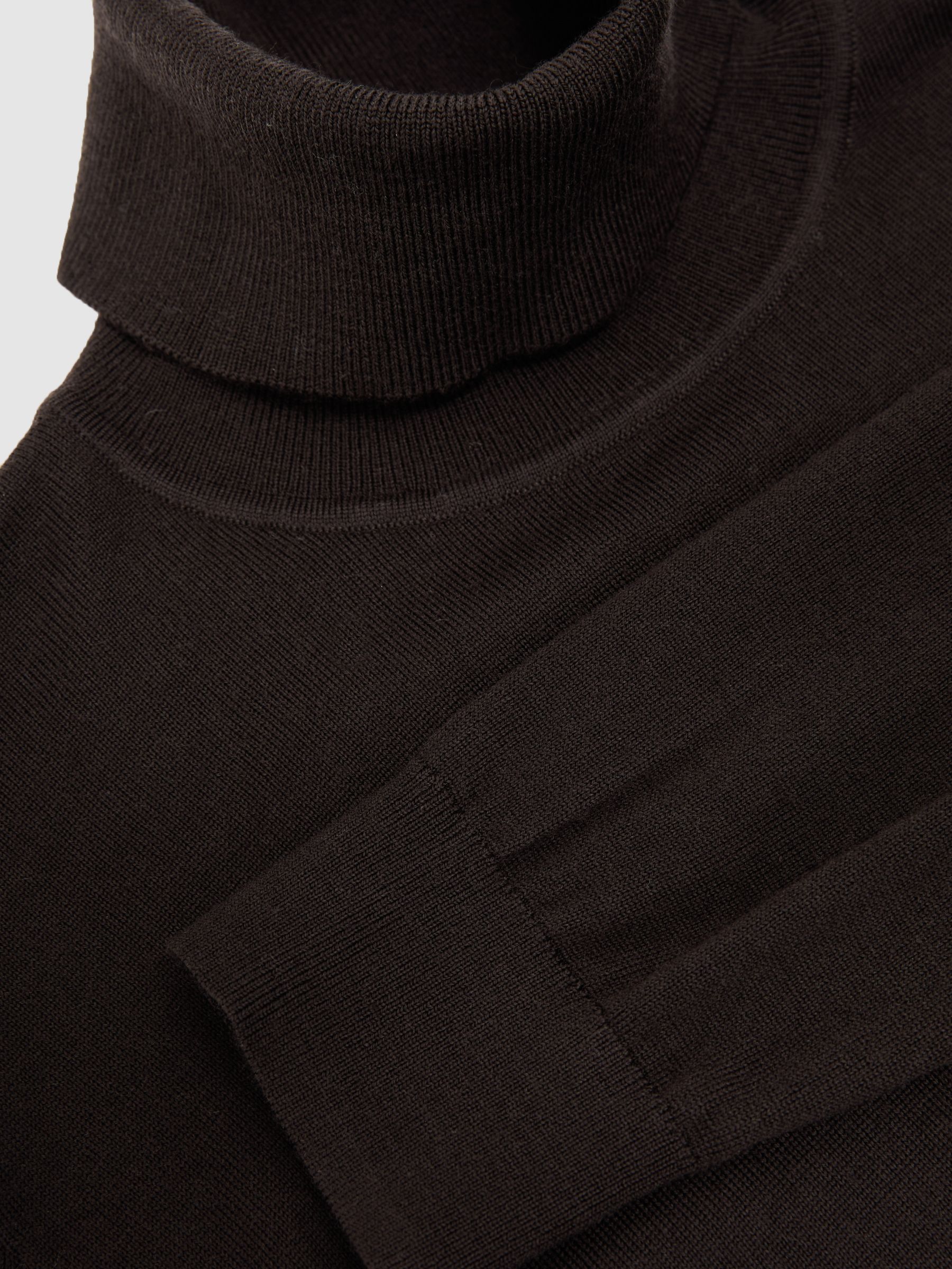 Wool Roll-Neck Jumper in Dark Brown - image 3