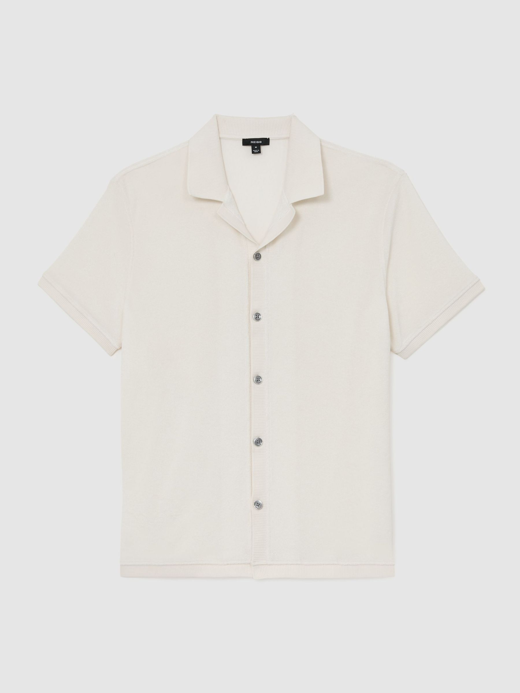 Towelling Short-Sleeve Shirt in White - Image 2 of 5