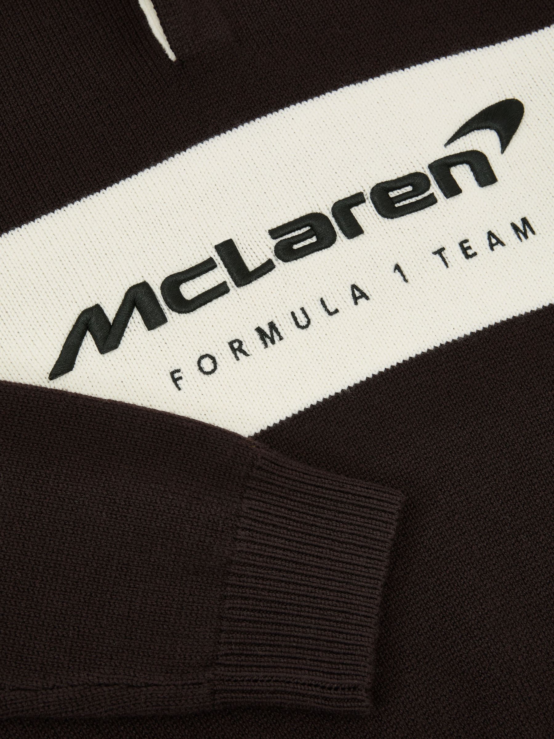 McLaren Racing Rugby Polo Jumper Unisex-Fit in Chocolate Brown / Off White - Image 5 of 7