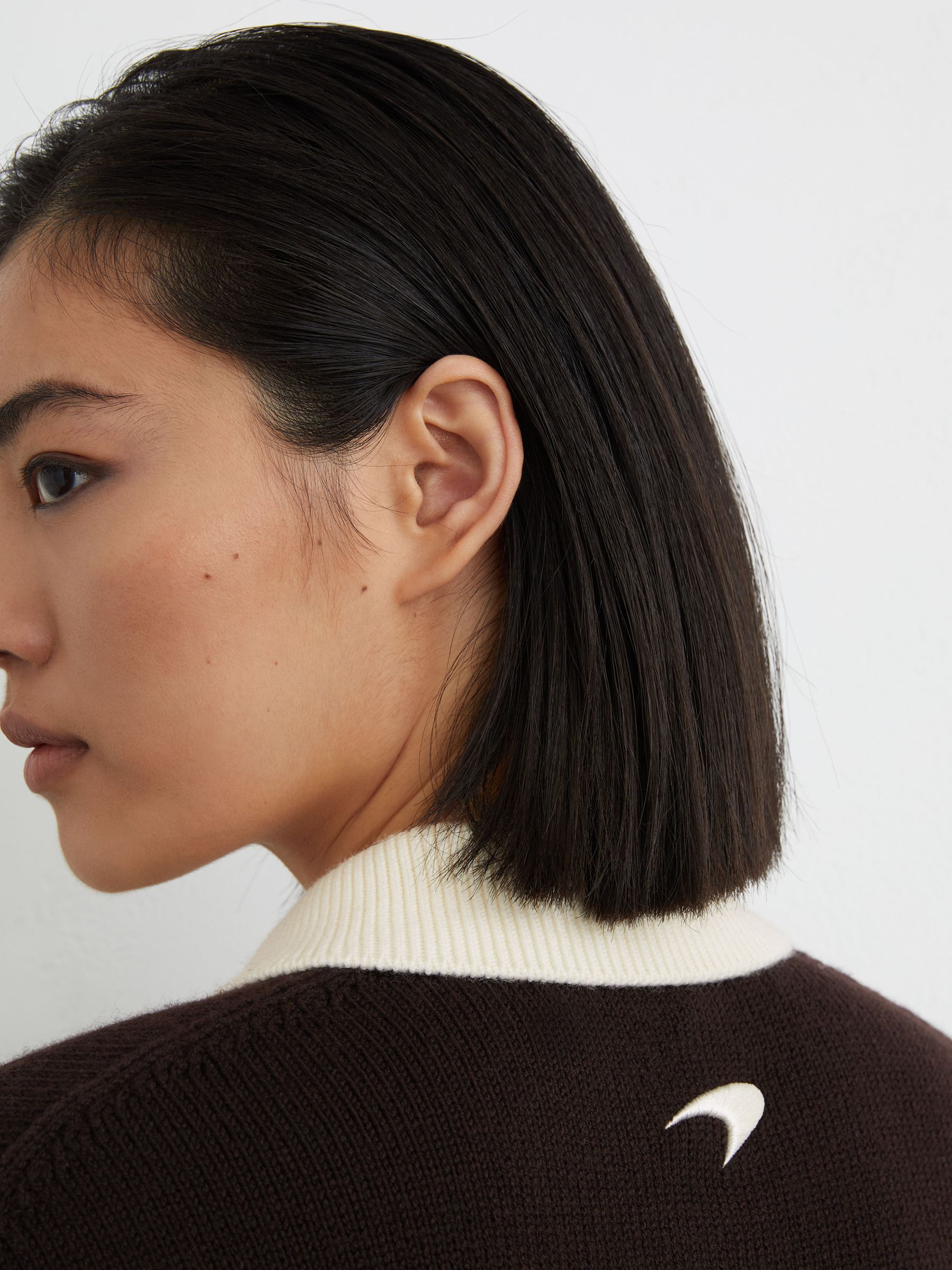 McLaren Racing Rugby Polo Jumper Unisex-Fit in Chocolate Brown / Off White - Image 6 of 7