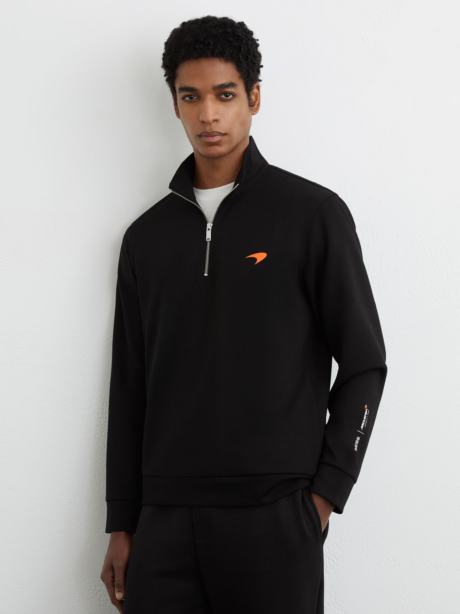 McLaren Racing Interlock Half-Zip Sweatshirt in Black - Image 1 of 7