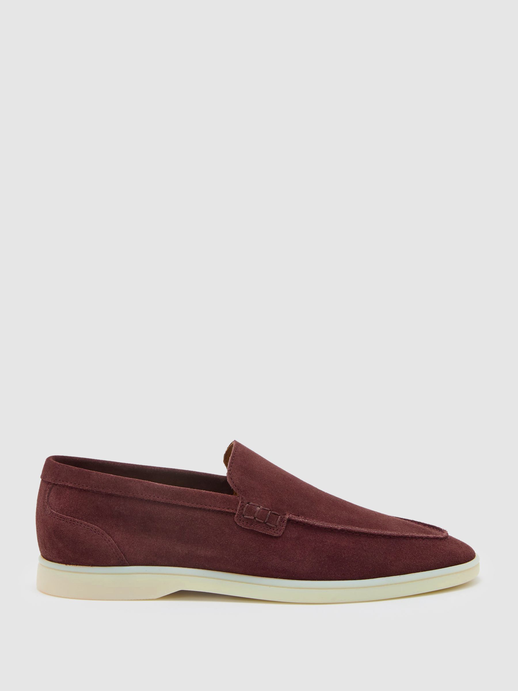 Suede Slip-On Loafer in Plum Red - Image 2 of 5 Suede Slip-On Loafer in Plum Red - Image 2 of 5