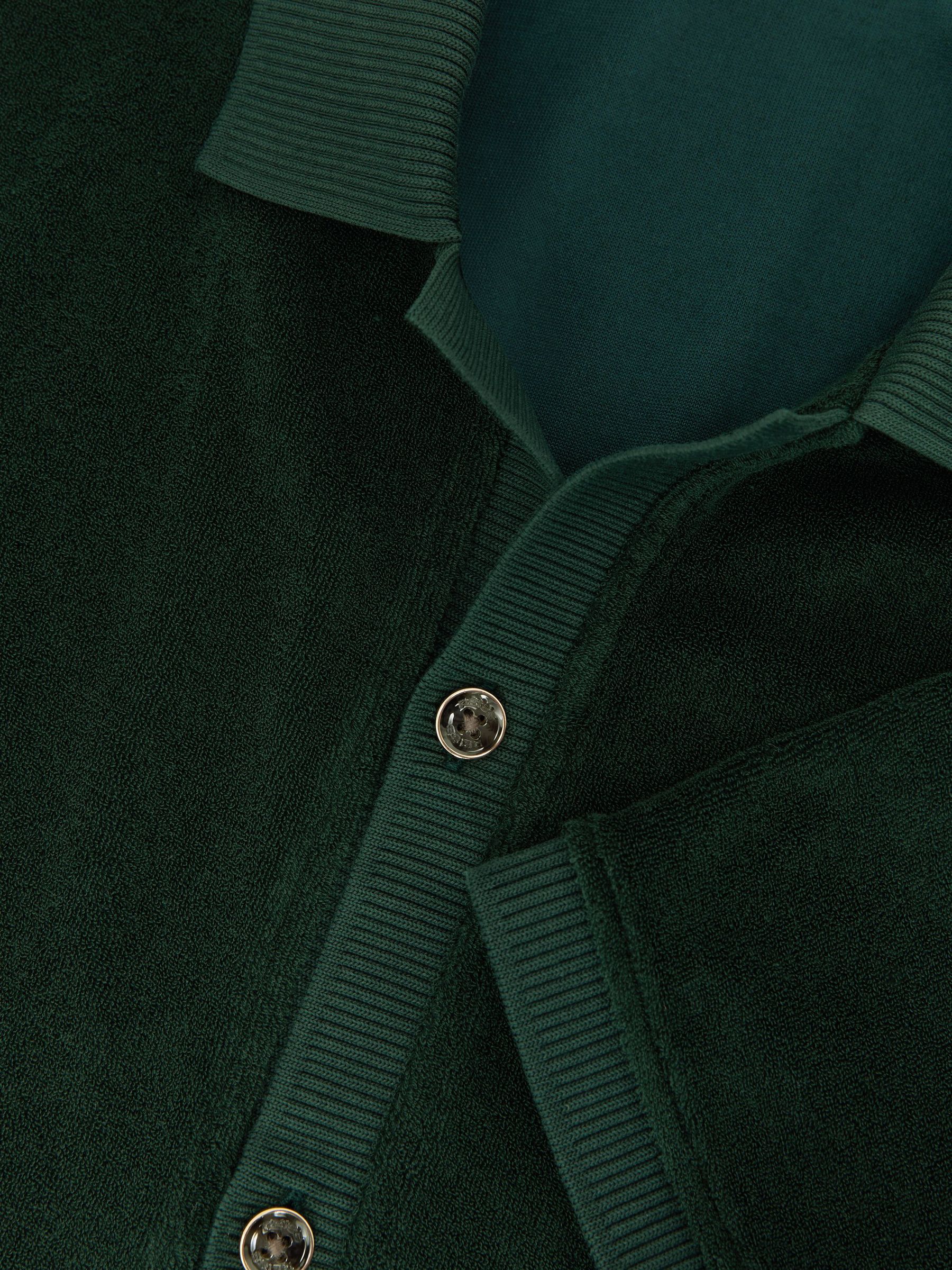 Towelling Short-Sleeve Shirt in Forest Green - image 3