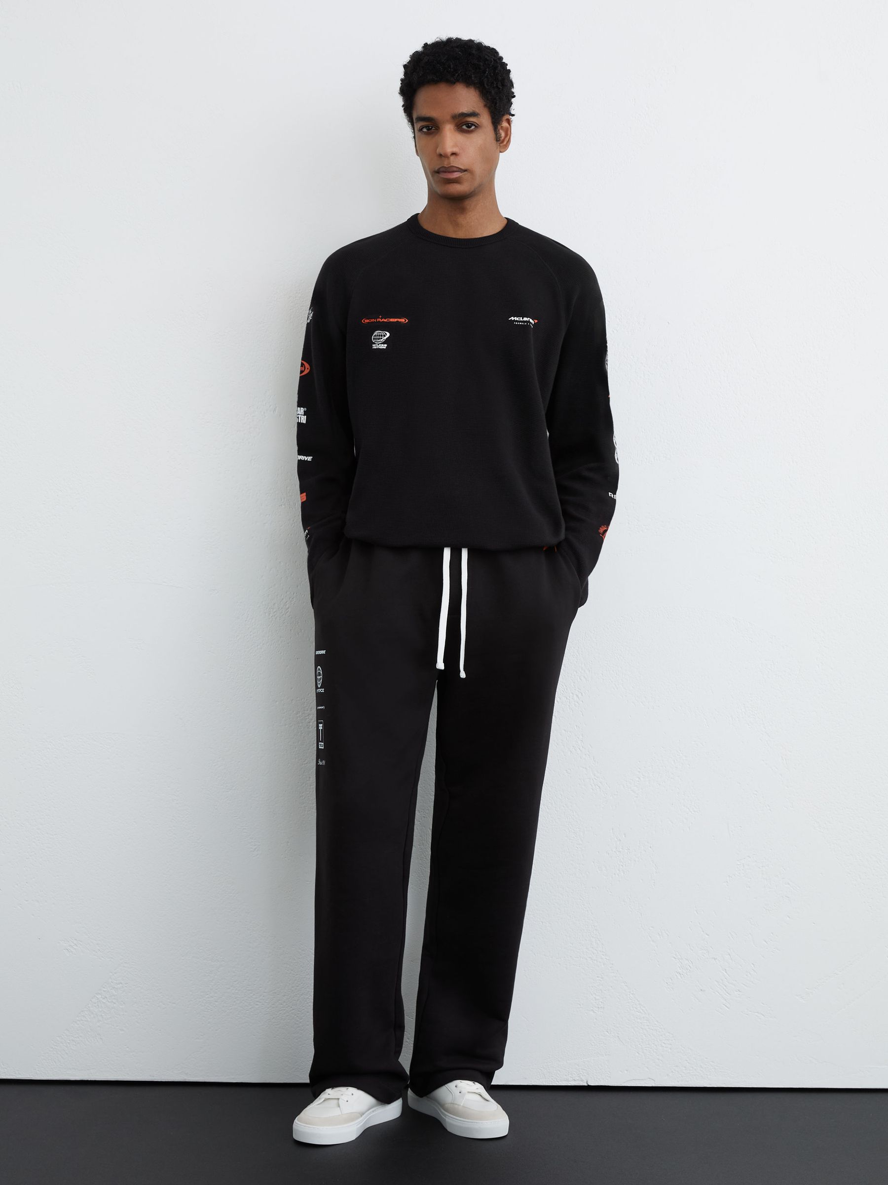 McLaren Racing Relaxed Waffle T-Shirt Unisex-Fit in Black - Image 1 of 8