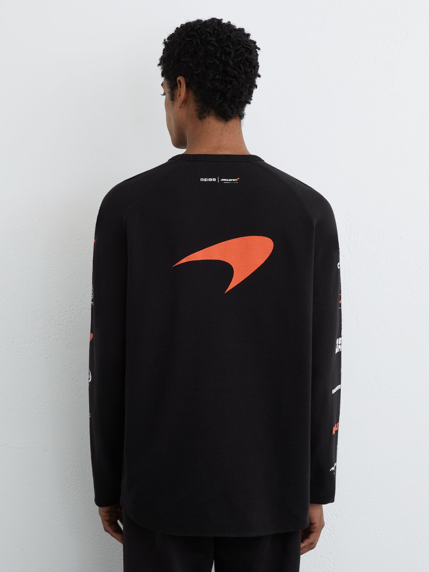 McLaren Racing Relaxed Waffle T-Shirt Unisex-Fit in Black - Image 4 of 8