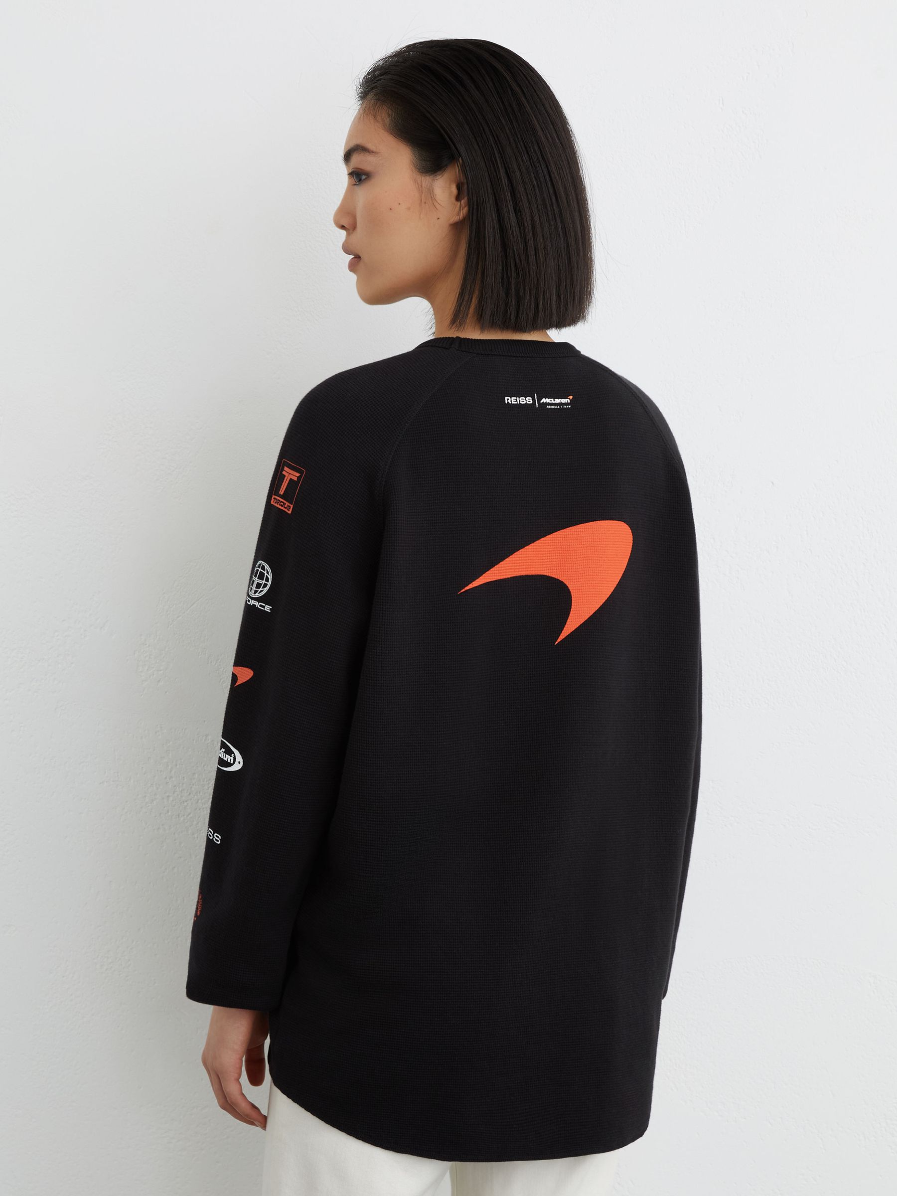 McLaren Racing Relaxed Waffle T-Shirt Unisex-Fit in Black - Image 6 of 8