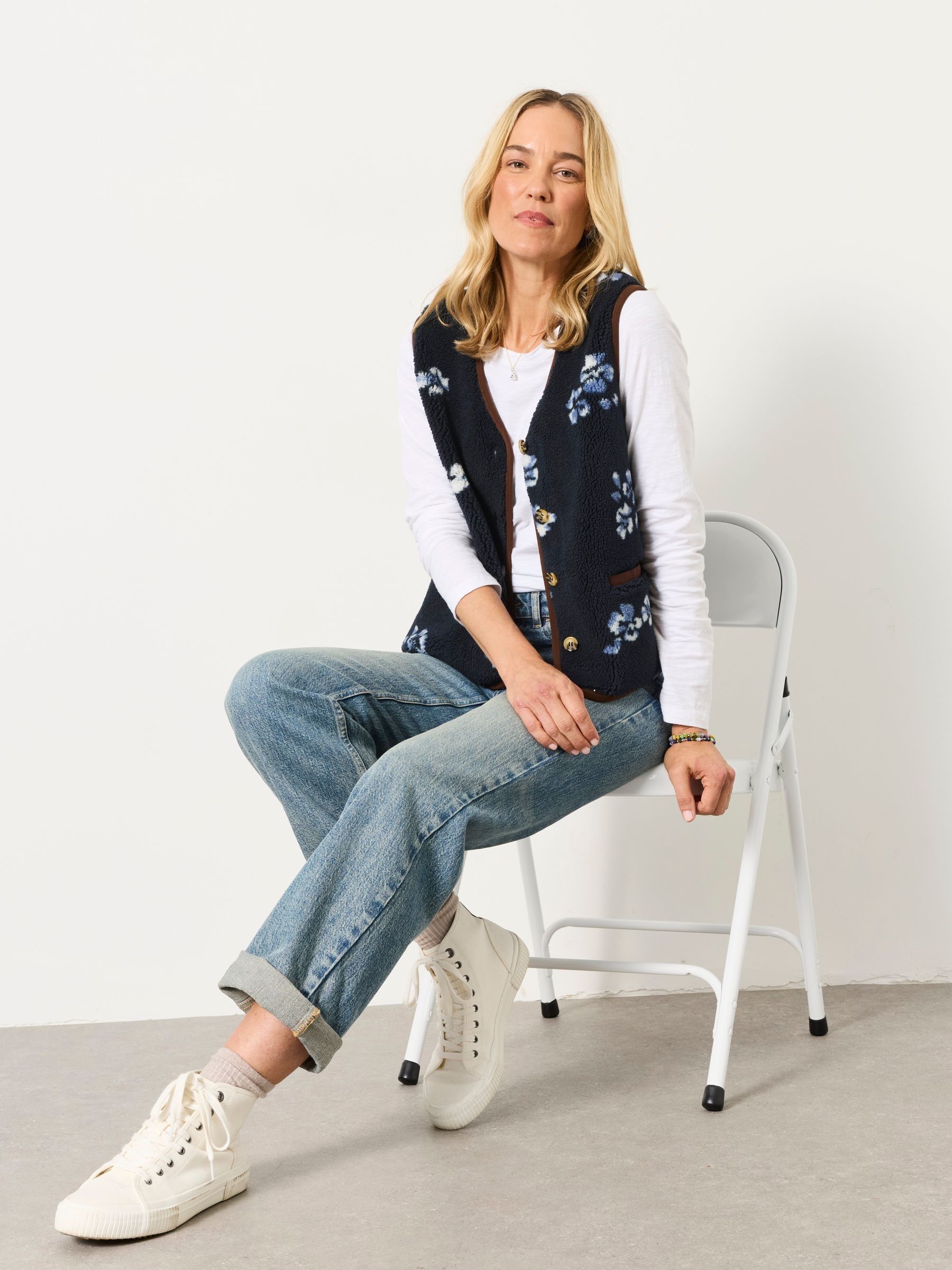 Floral Fleece Gilet in Navy - Image 2 of 7 Floral Fleece Gilet in Navy - Image 2 of 7