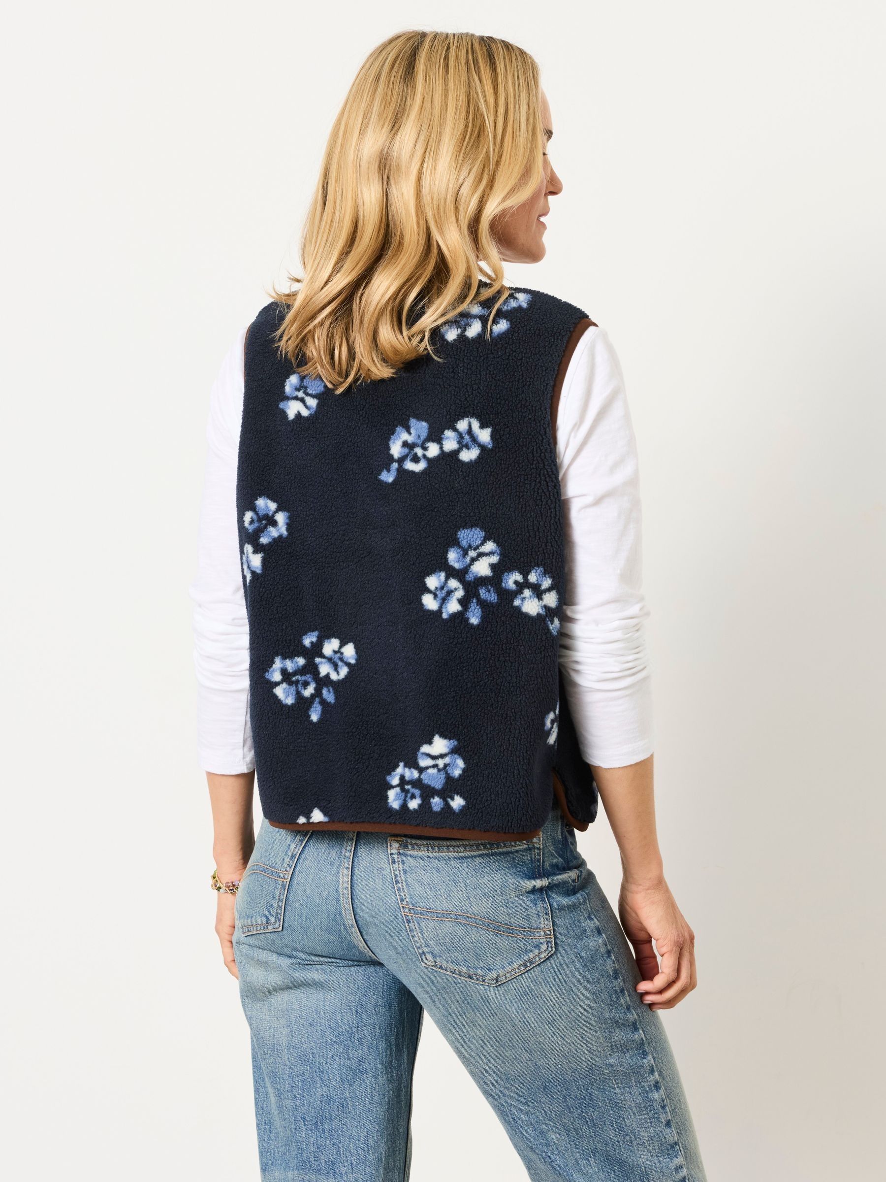 Floral Fleece Gilet in Navy - Image 3 of 7