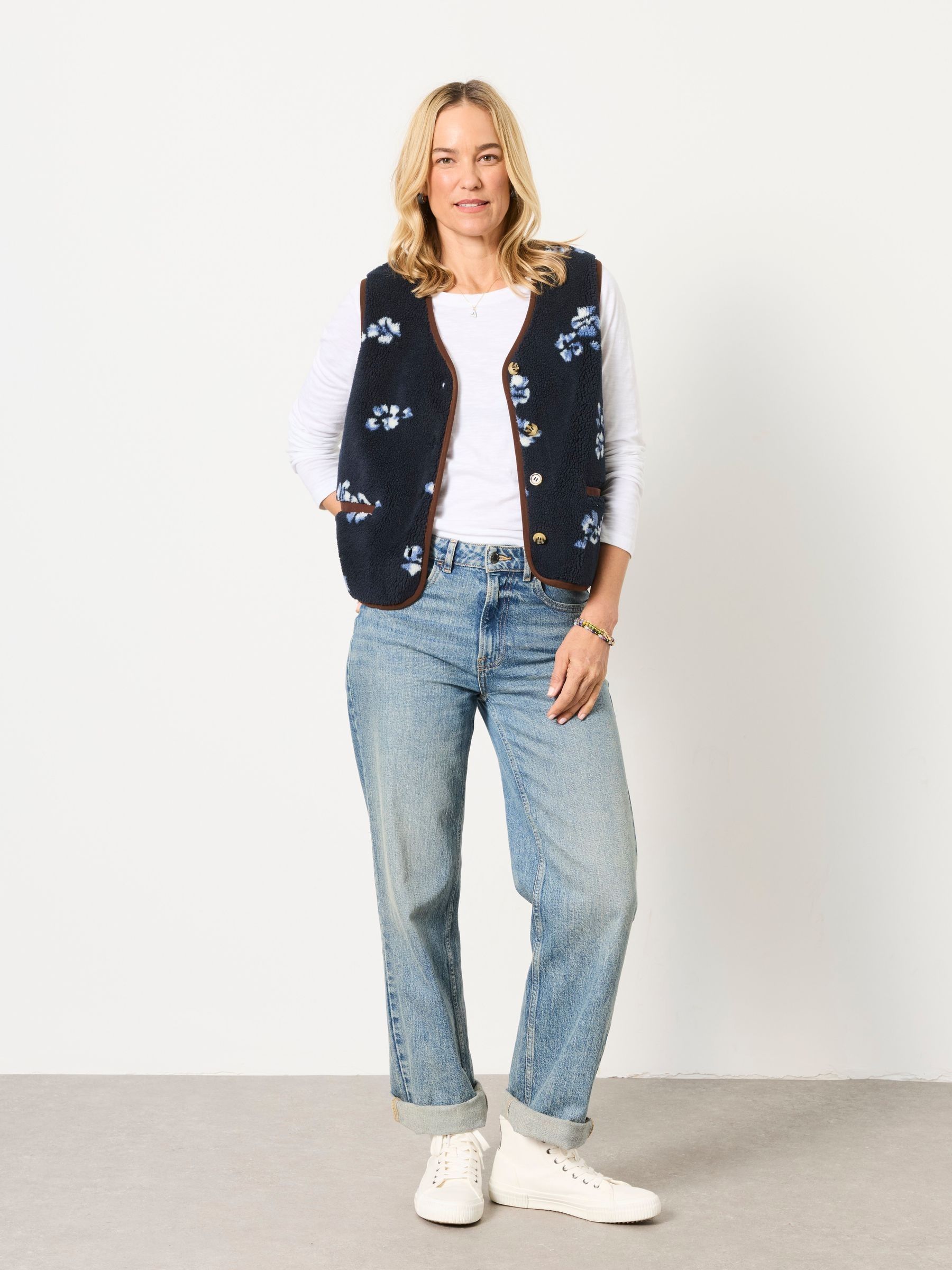 Floral Fleece Gilet in Navy - Image 5 of 7