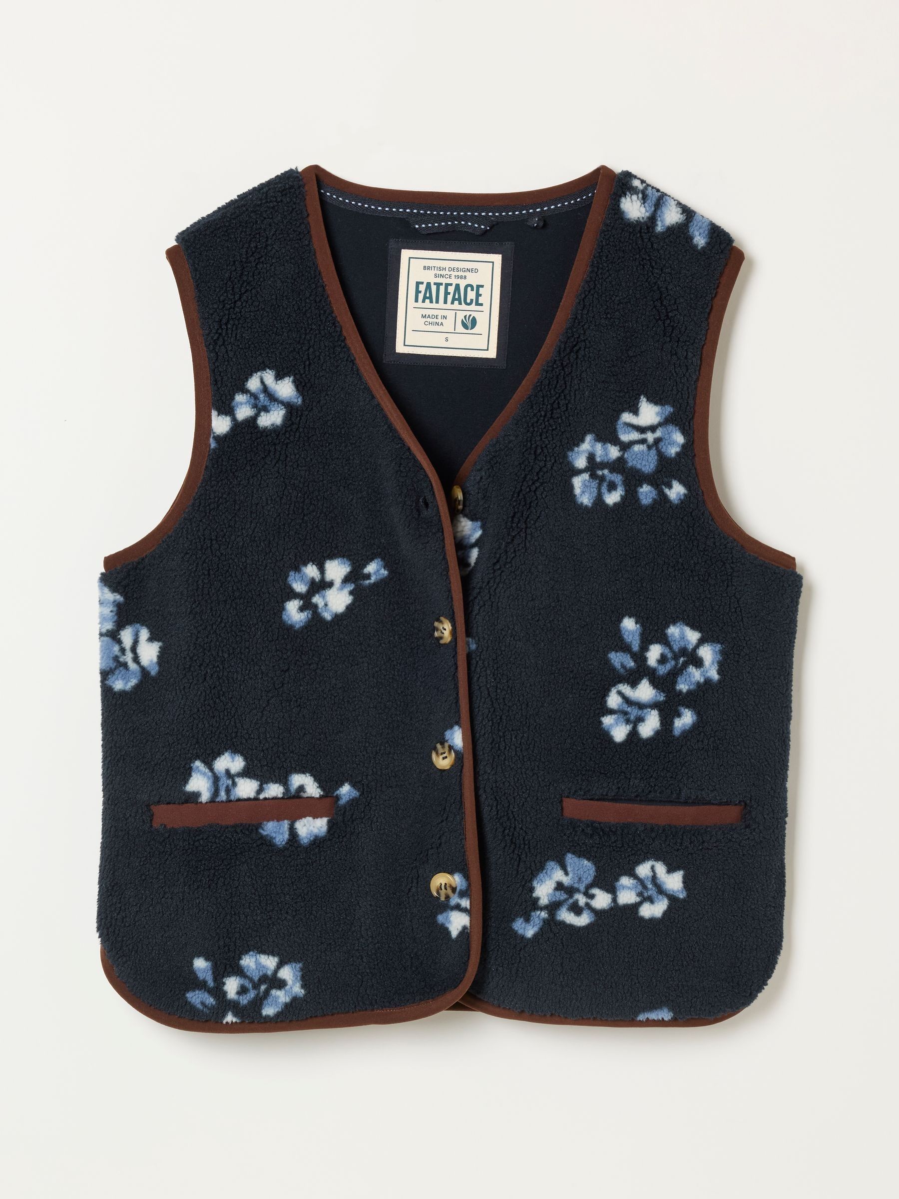 Floral Fleece Gilet in Navy - Image 7 of 7