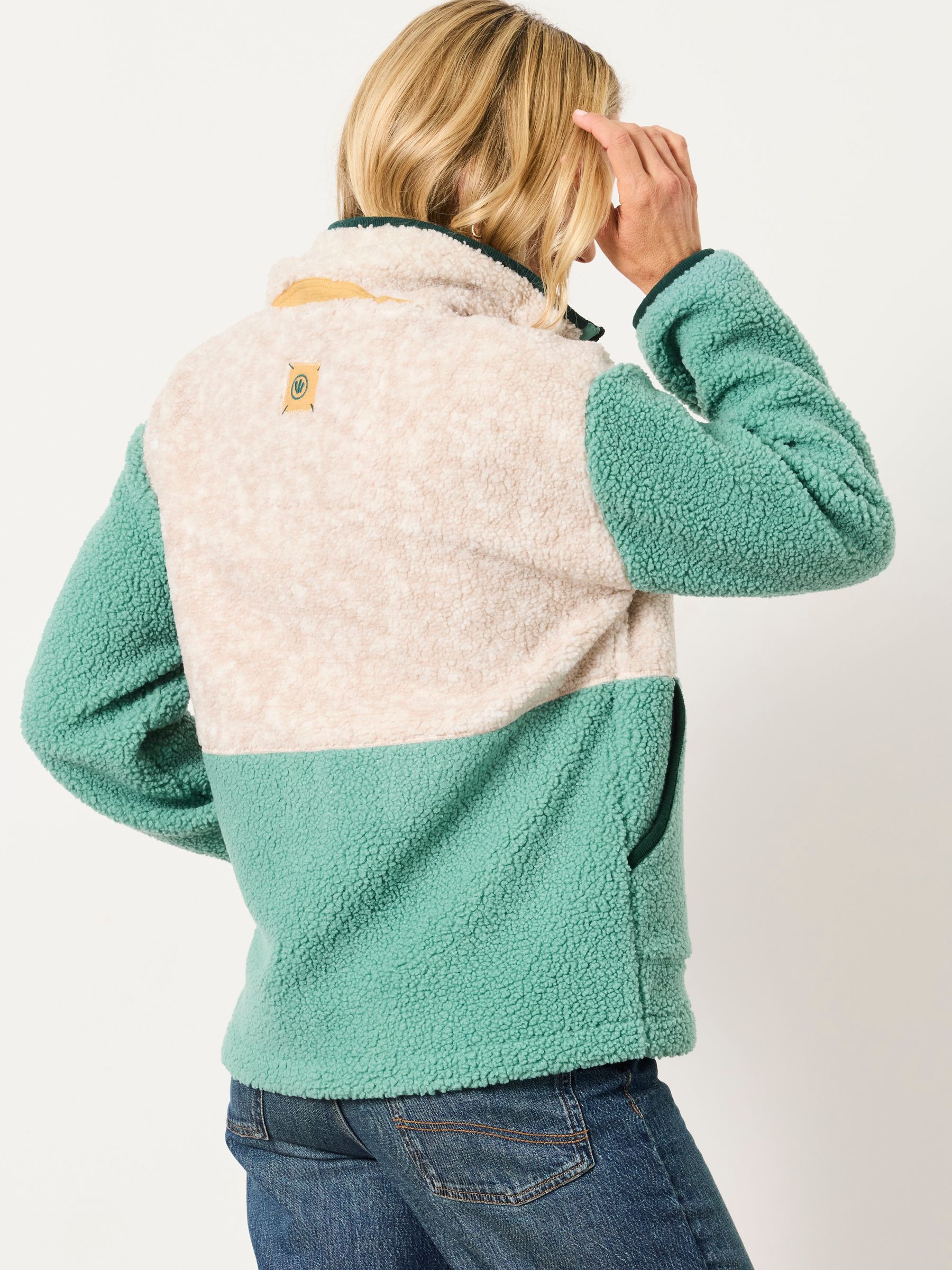 Layla Teal Blue Colour Block Zip Through Fleece - Image 2 of 6
