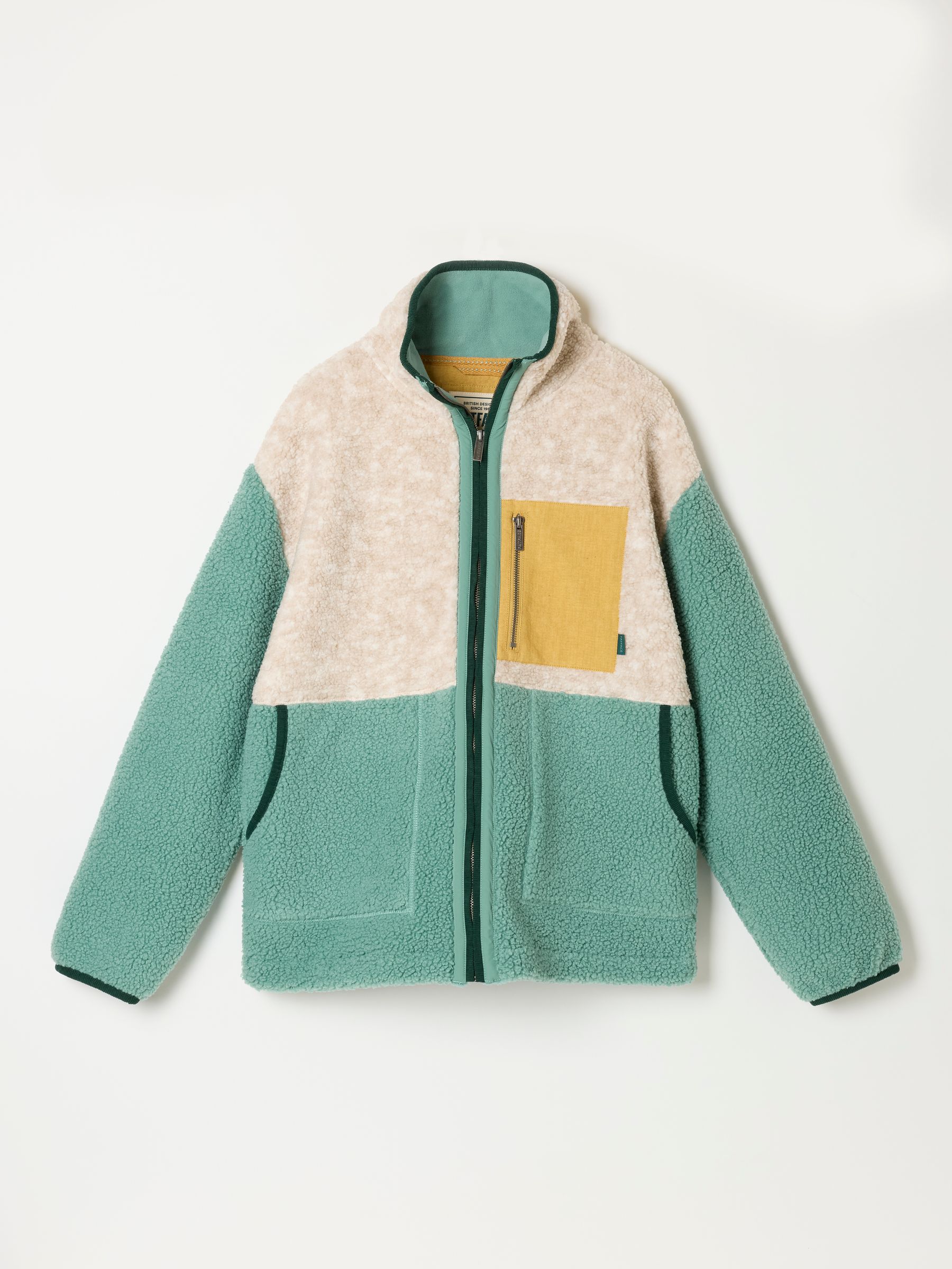 Layla Teal Blue Colour Block Zip Through Fleece - Image 6 of 6