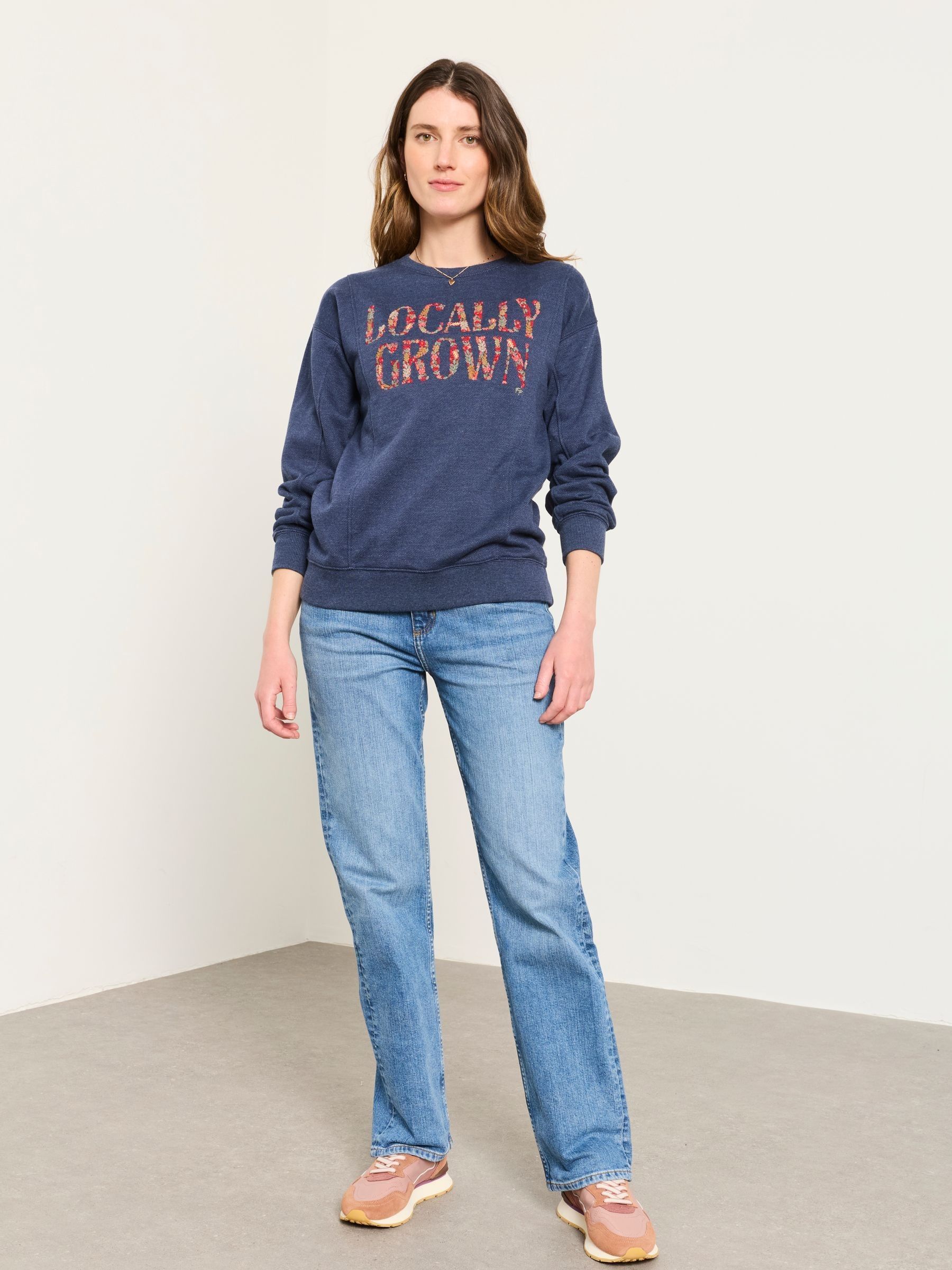 Locally Grown Graphic Crew Sweat Top in Navy - Image 4 of 6