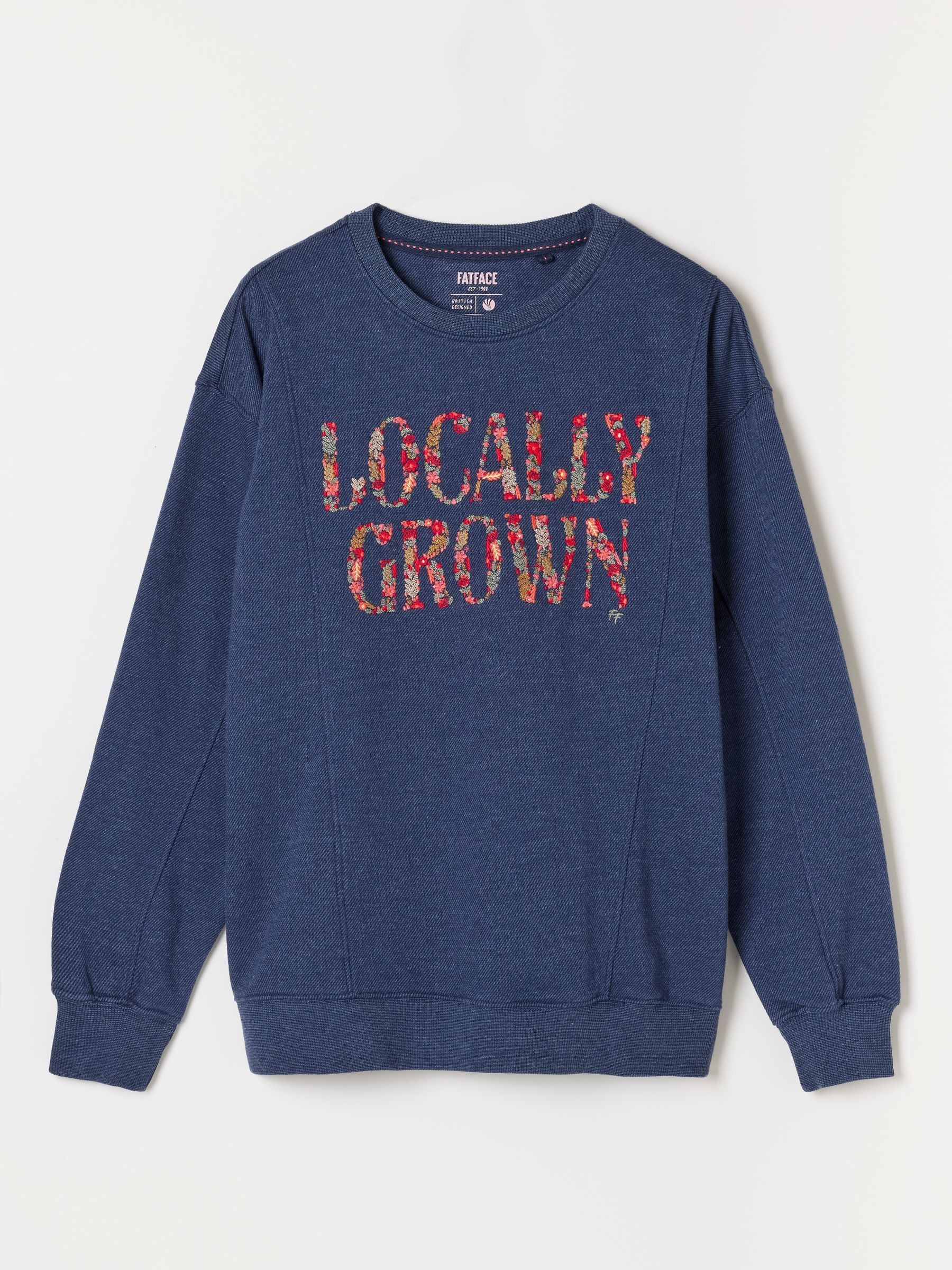 Locally Grown Graphic Crew Sweat Top in Navy - Image 6 of 6 Locally Grown Graphic Crew Sweat Top in Navy - Image 6 of 6