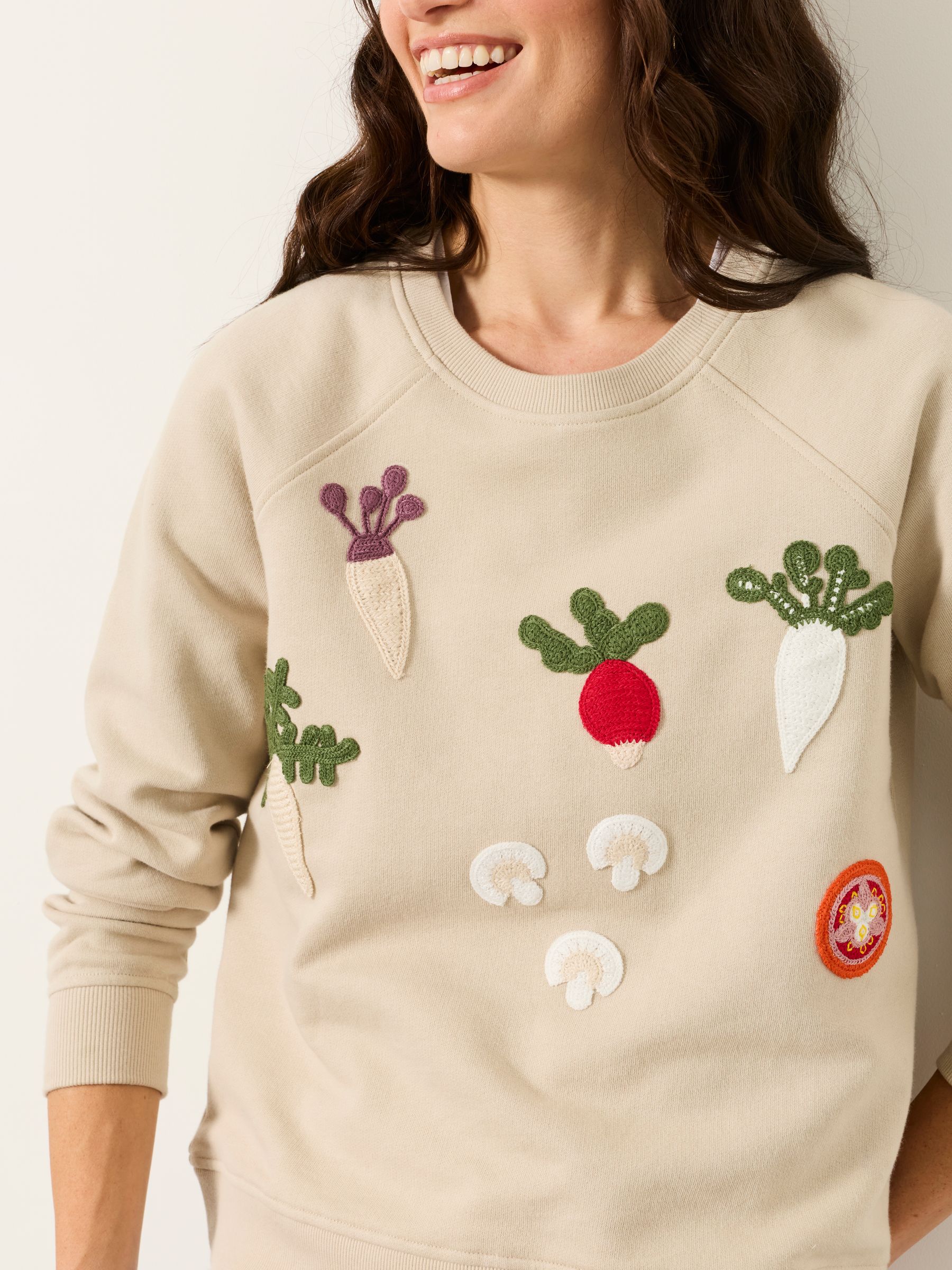 Bex Ivory Vegetable Crochet Crew Sweat Top - Image 3 of 6
