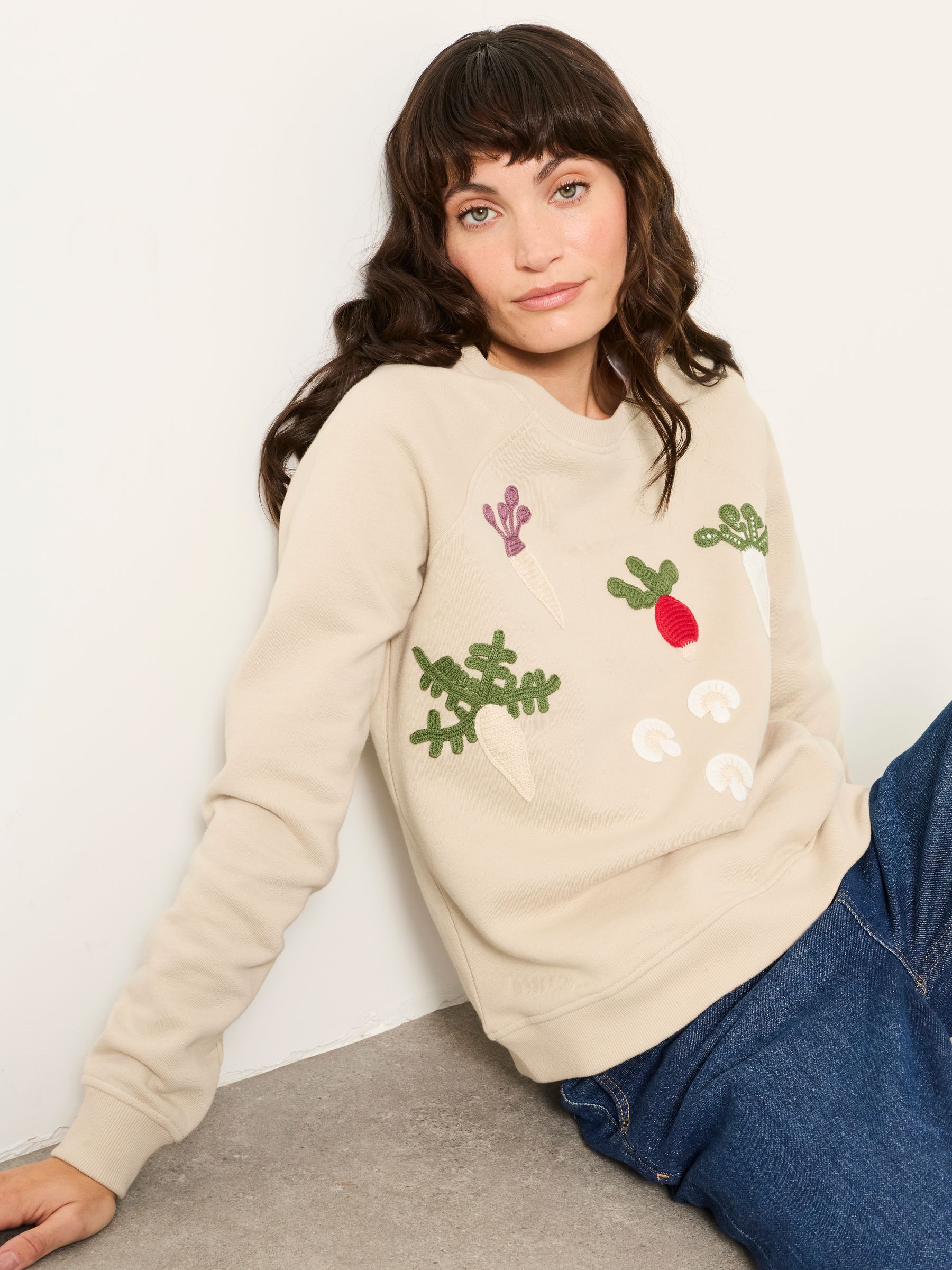 Bex Ivory Vegetable Crochet Crew Sweat Top - Image 5 of 6