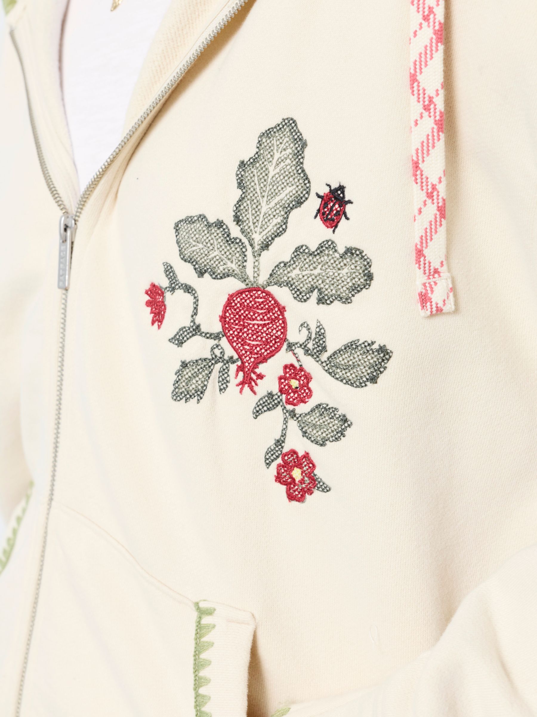 Fern Ivory Embroidered Zip Through Hoodie - Image 5 of 9