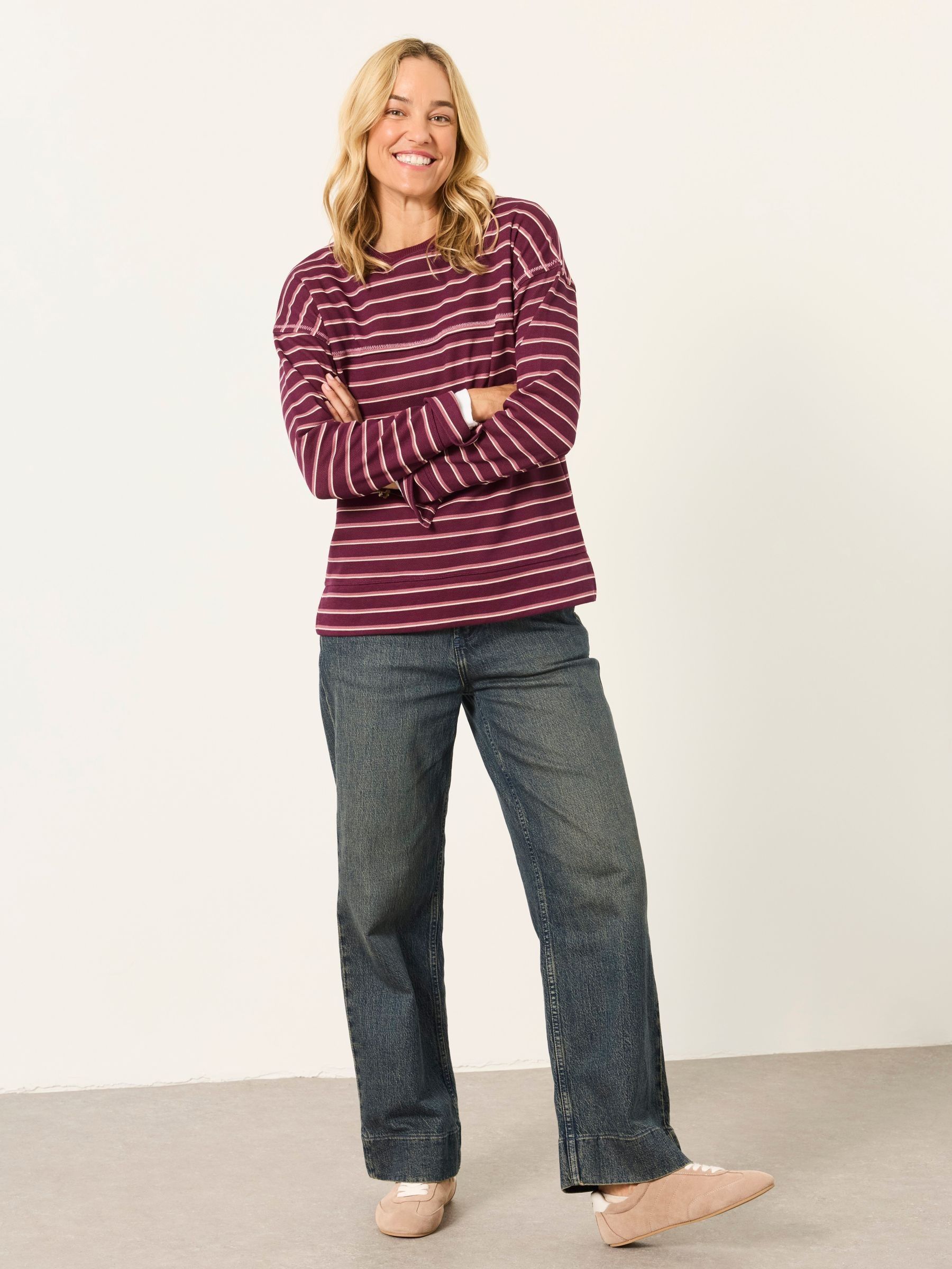 Purple Airlie Stripe Crew Sweat Top - Image 4 of 6