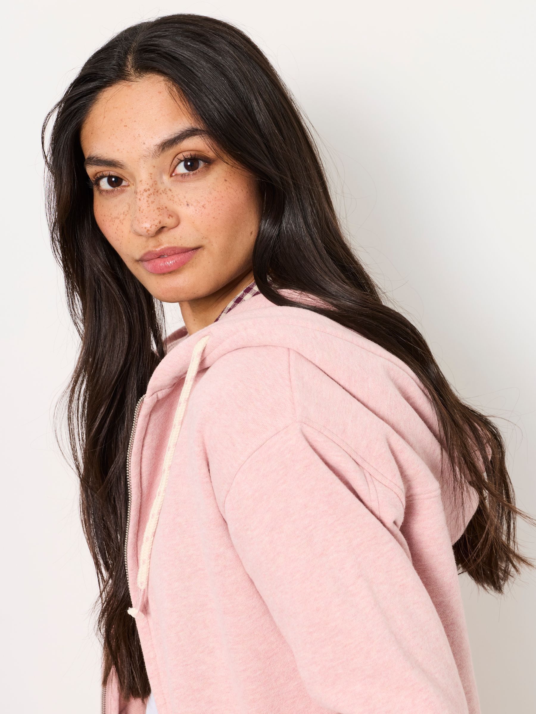 Fern Rose Pink Marl Zip Through Hoodie - Image 4 of 6