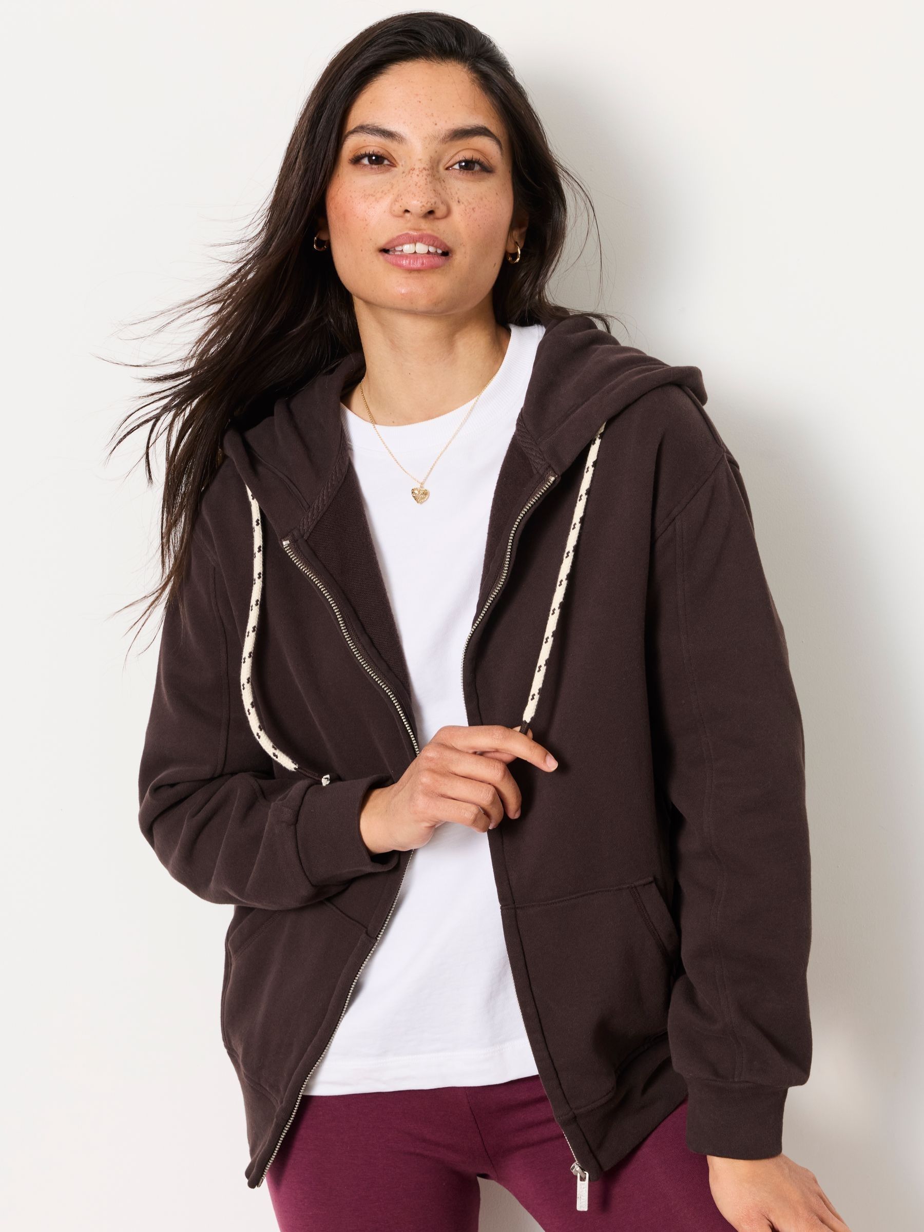 Fern Chocolate Brown Zip Through Hoodie - Image 1 of 5