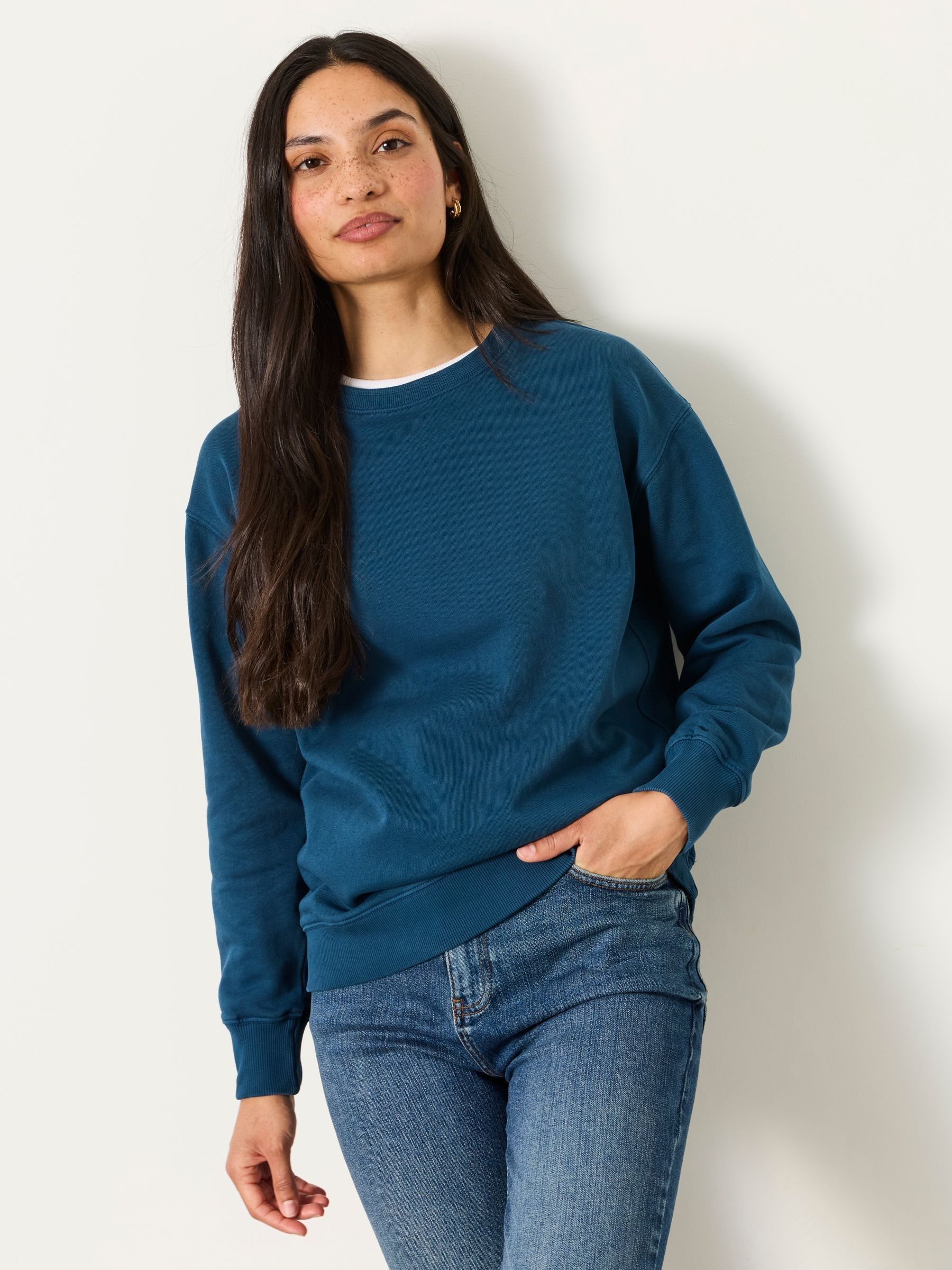 Crew Sweat Top in Indigo Blue - Image 1 of 5