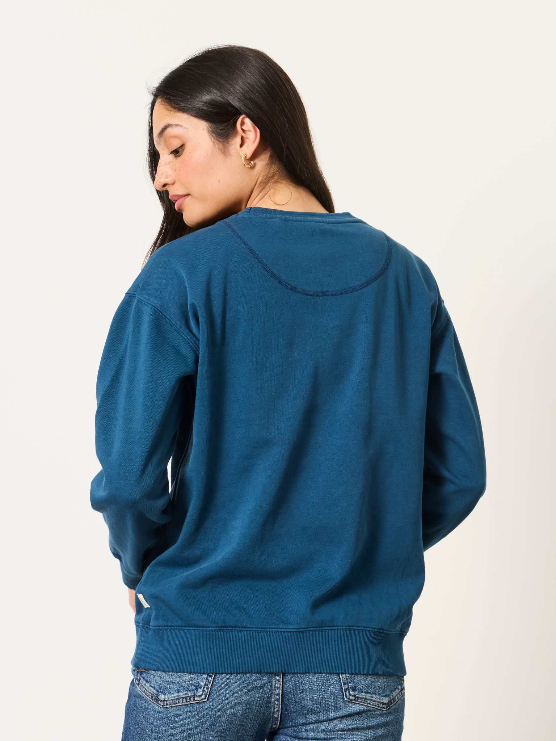 Crew Sweat Top in Indigo Blue - Image 2 of 5