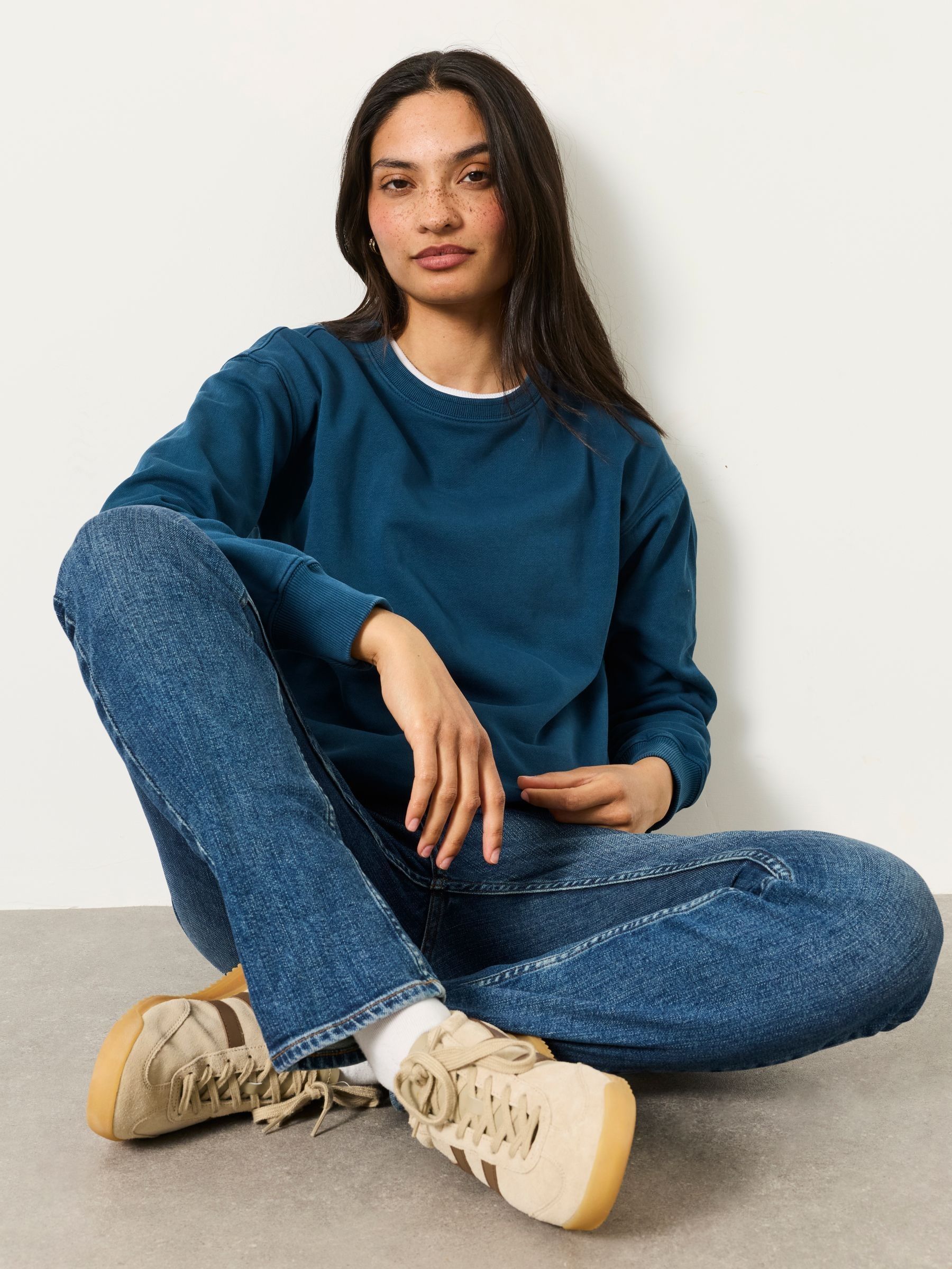 Crew Sweat Top in Indigo Blue - Image 4 of 5