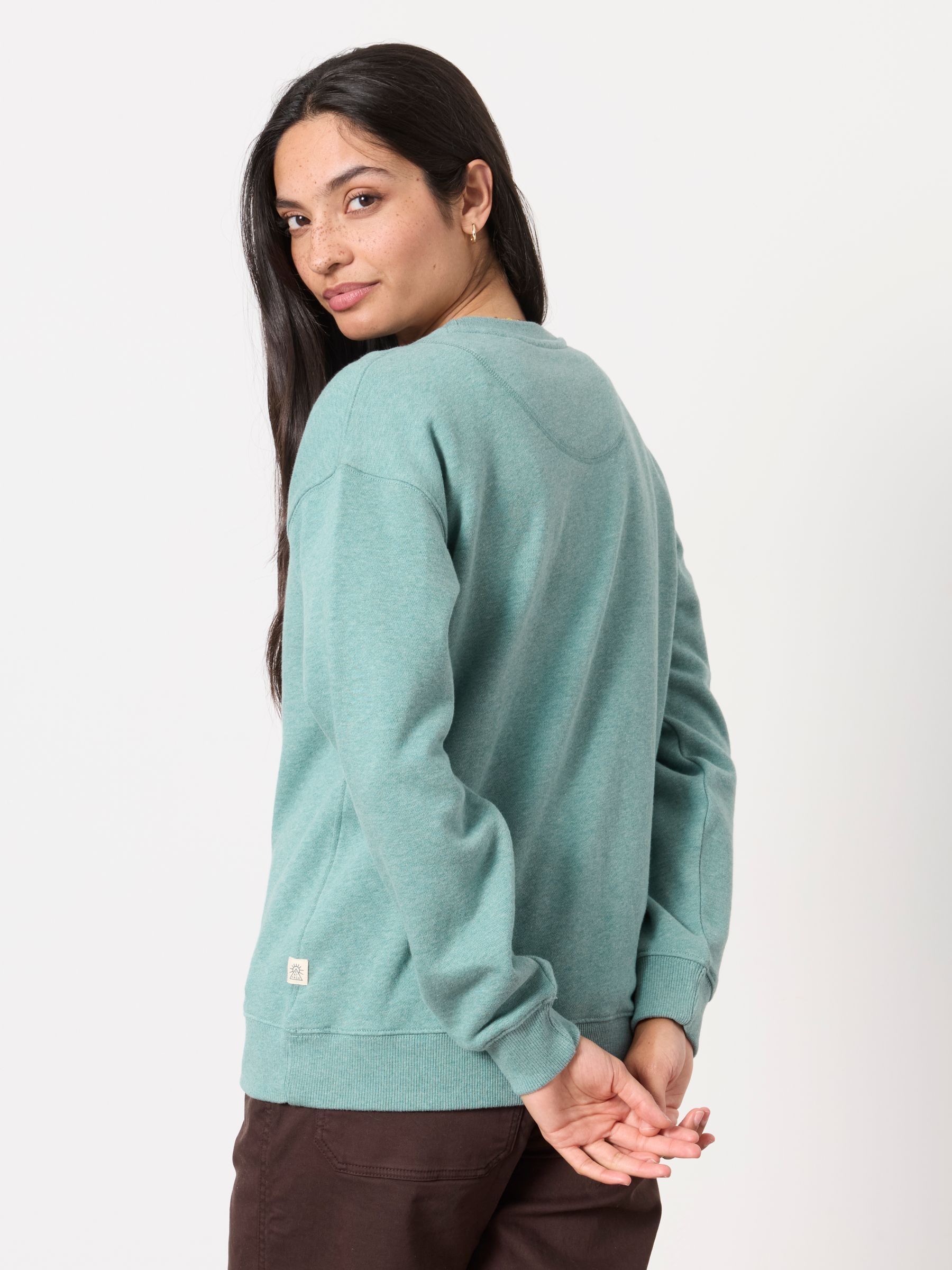 Crew Sweat Top in Green Marl - Image 2 of 5