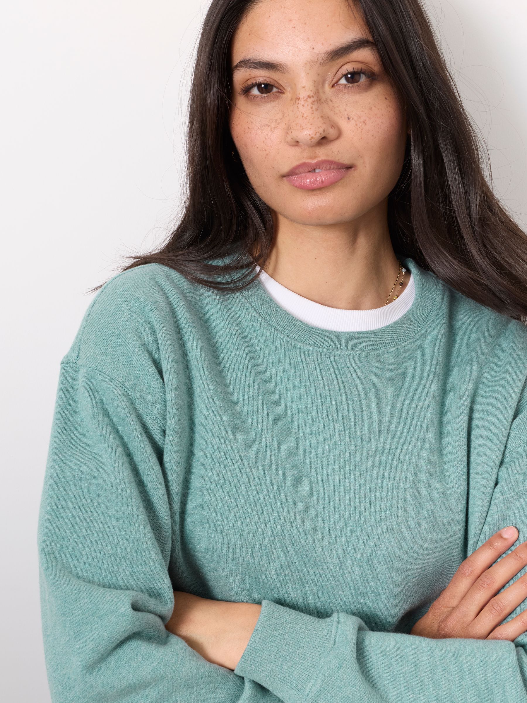 Crew Sweat Top in Green Marl - Image 3 of 5