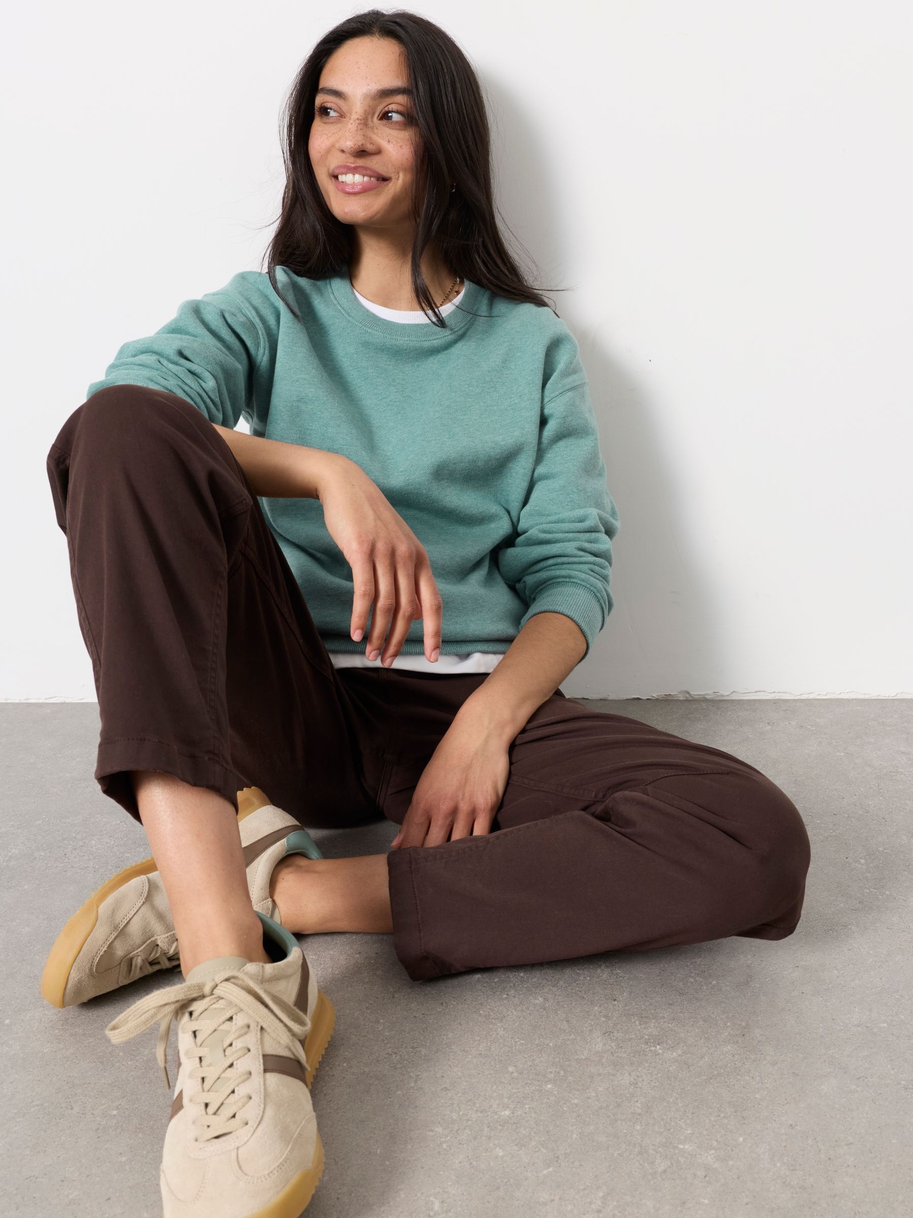 Crew Sweat Top in Green Marl - Image 4 of 5