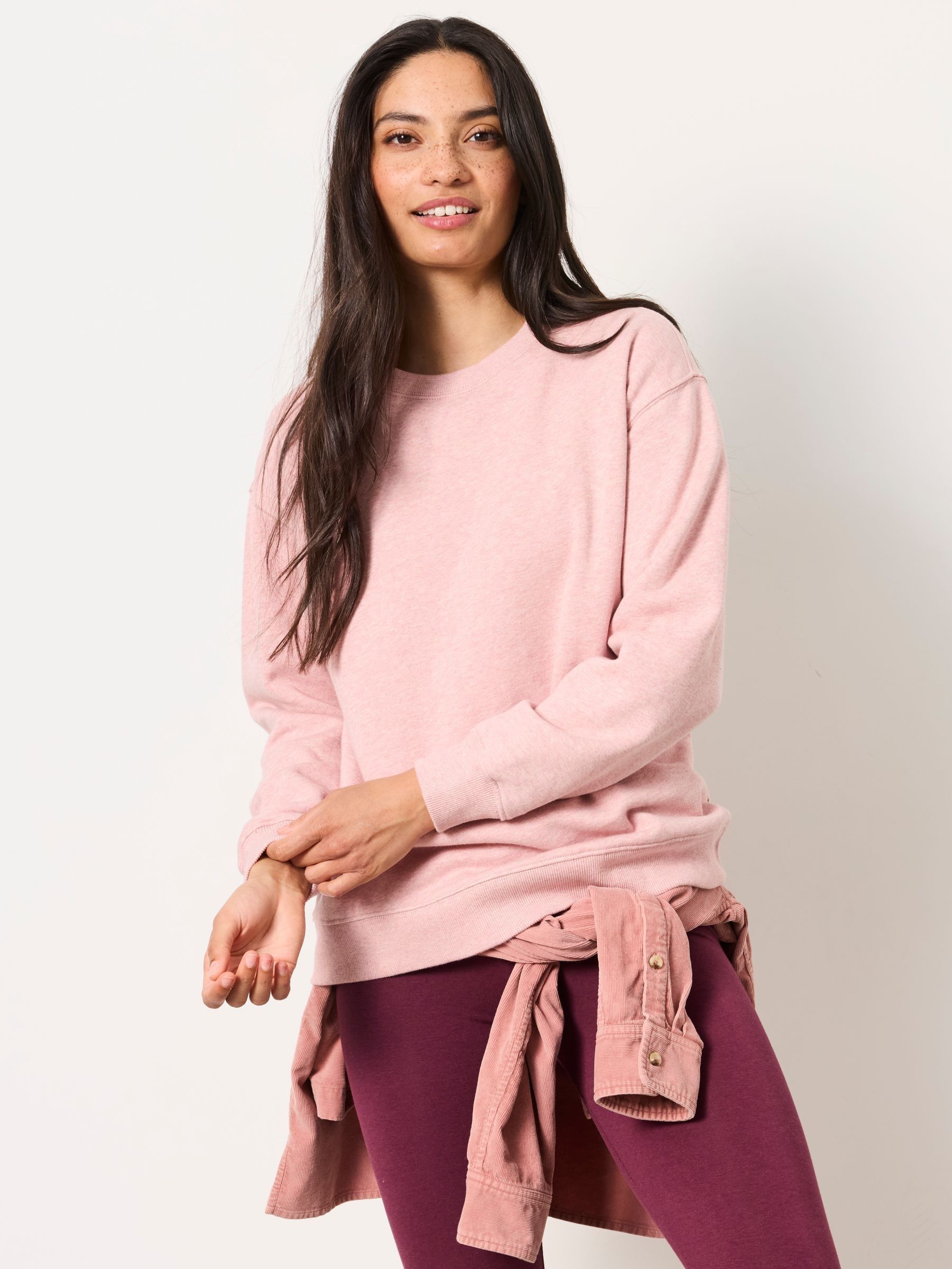 Crew Sweat Top in Rose Pink Marl - Image 1 of 6