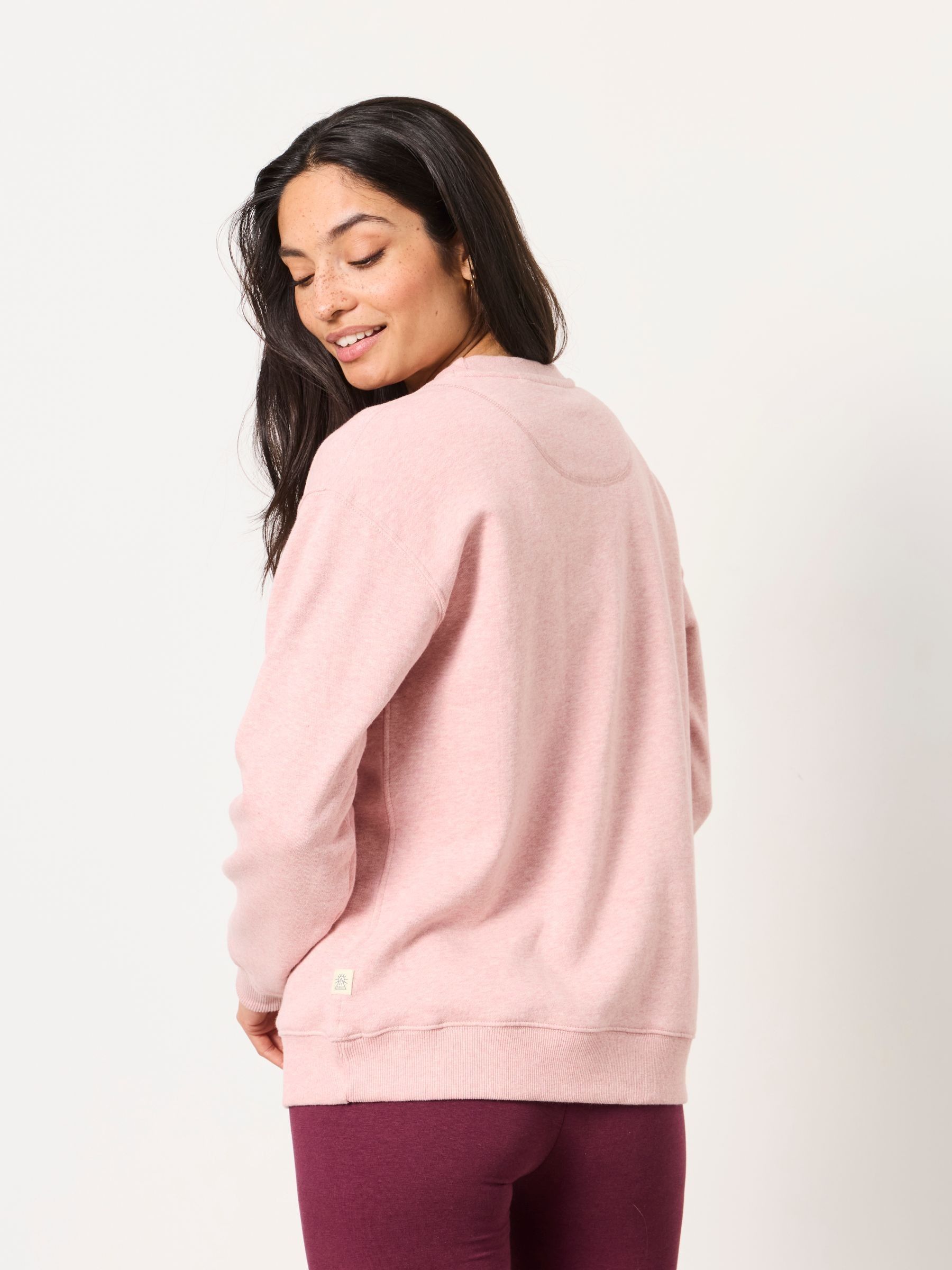 Crew Sweat Top in Rose Pink Marl - Image 2 of 6