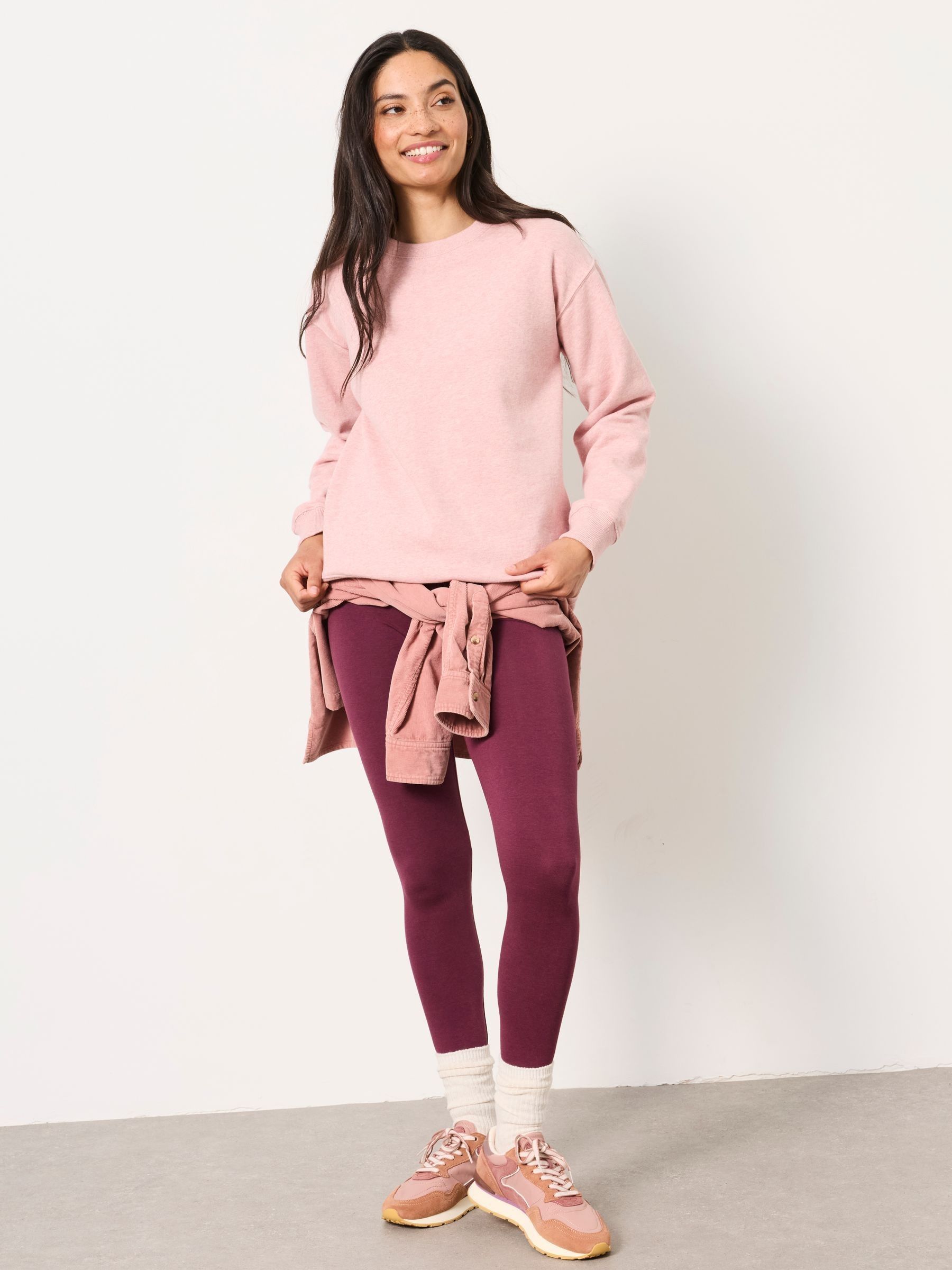 Crew Sweat Top in Rose Pink Marl - Image 3 of 6