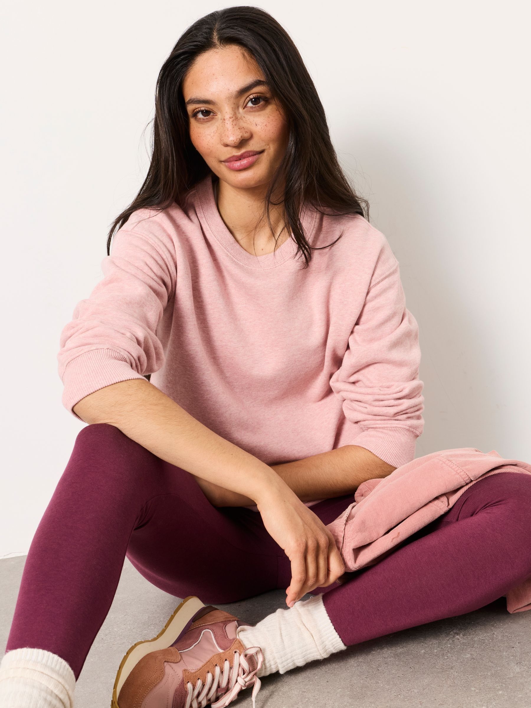 Crew Sweat Top in Rose Pink Marl - Image 5 of 6