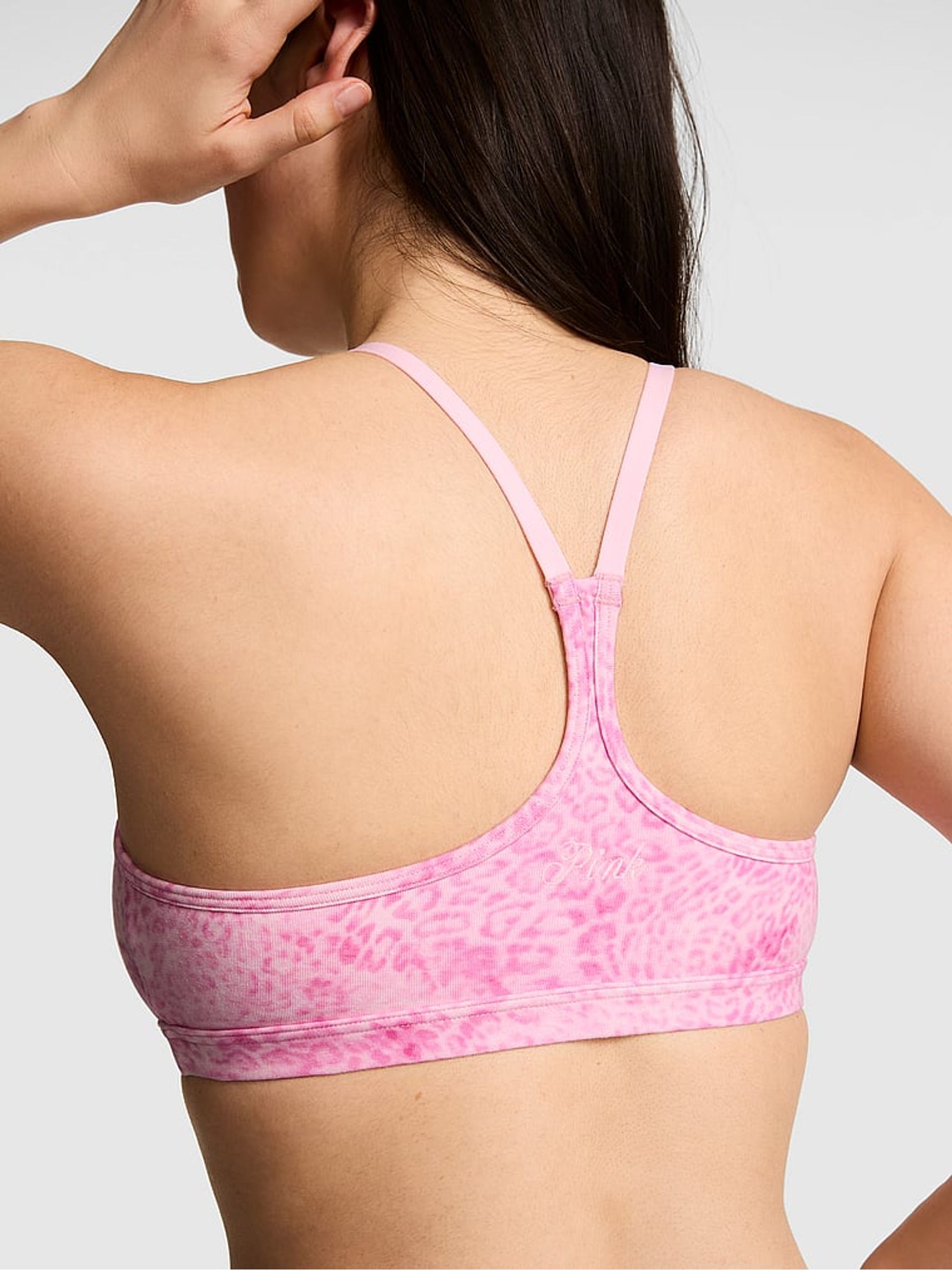 Coconut Pink Leopard Print Cotton Sports Bra - Image 2 of 2