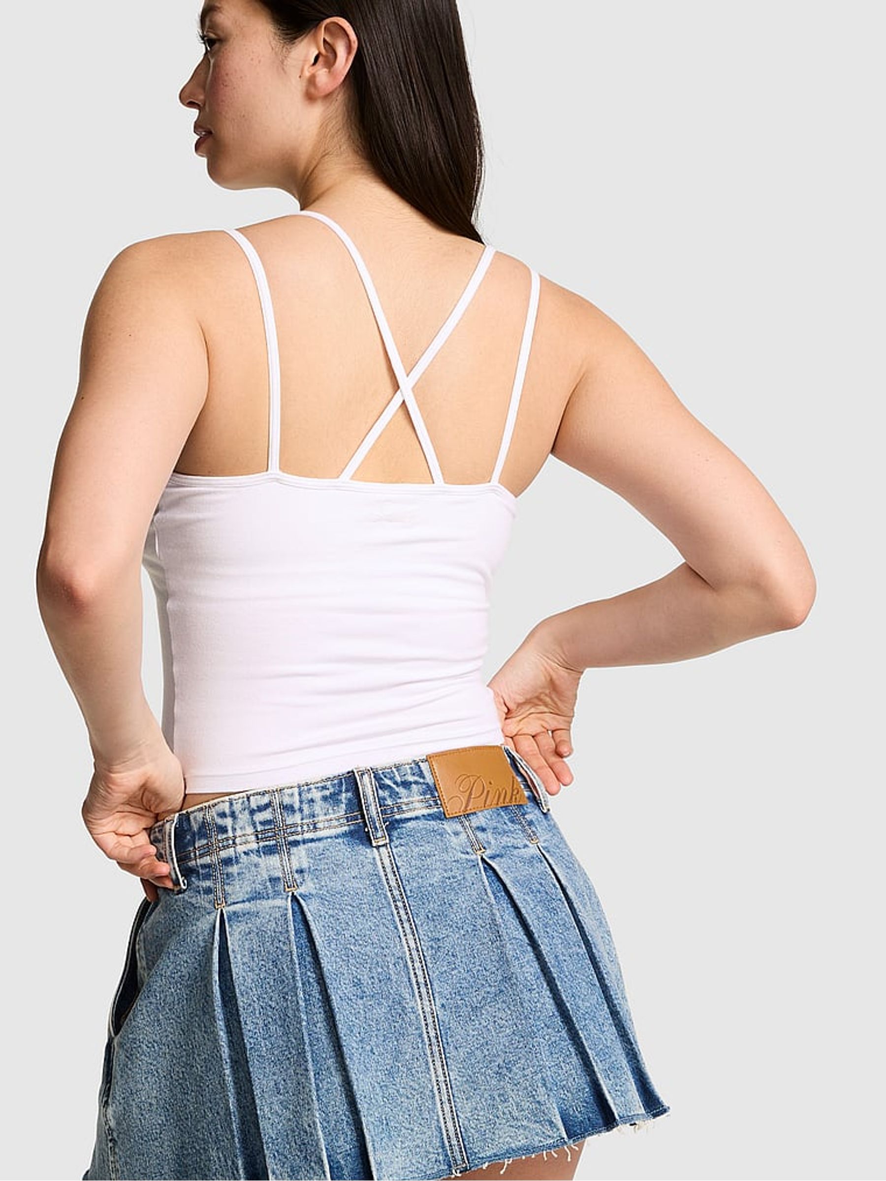 White 'Dramatic' Print Cross Back Tank Top - Image 2 of 2