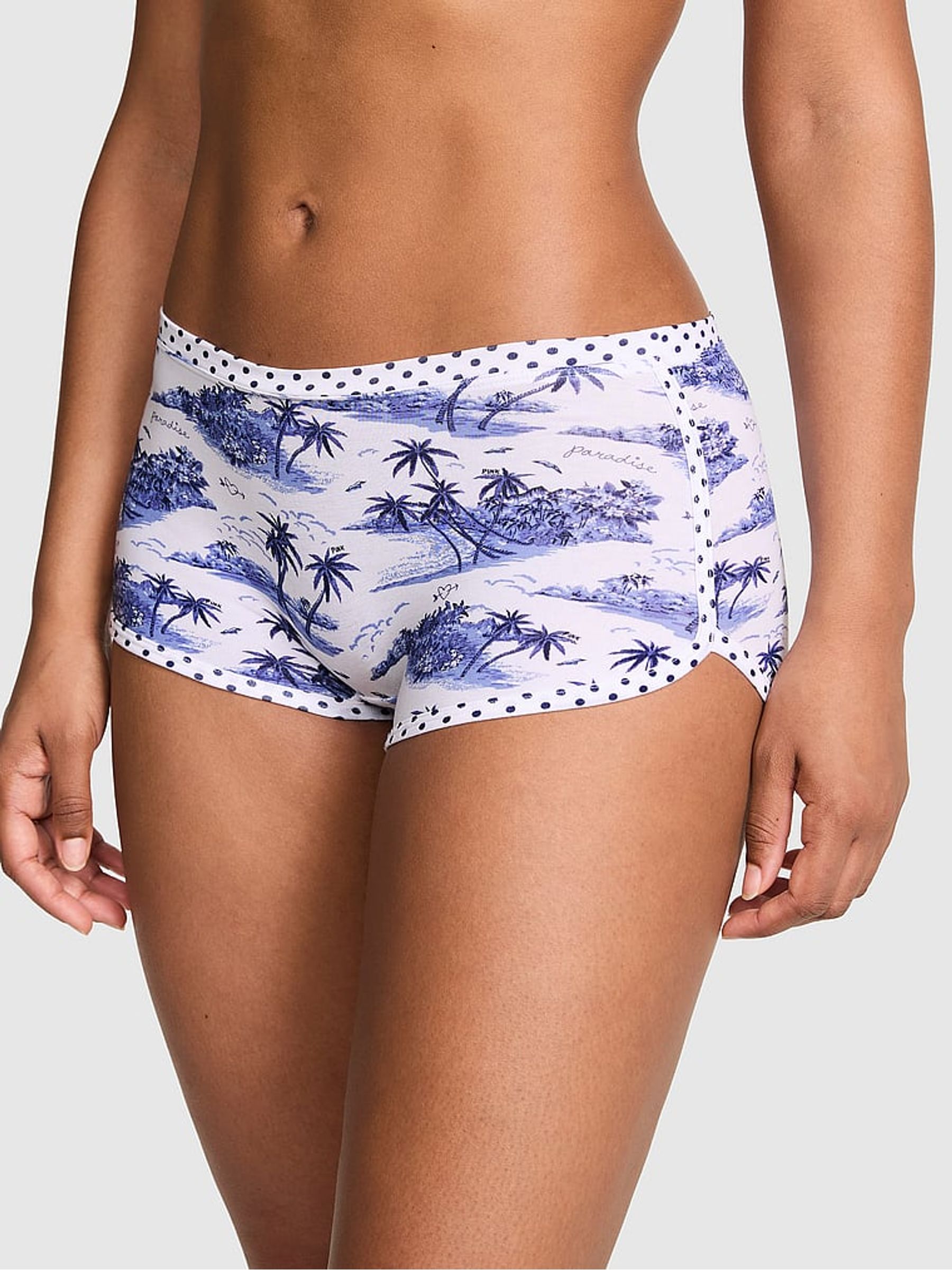 Noir Navy Blue Toile Boyshort Cotton Knickers - Image 1 of 2