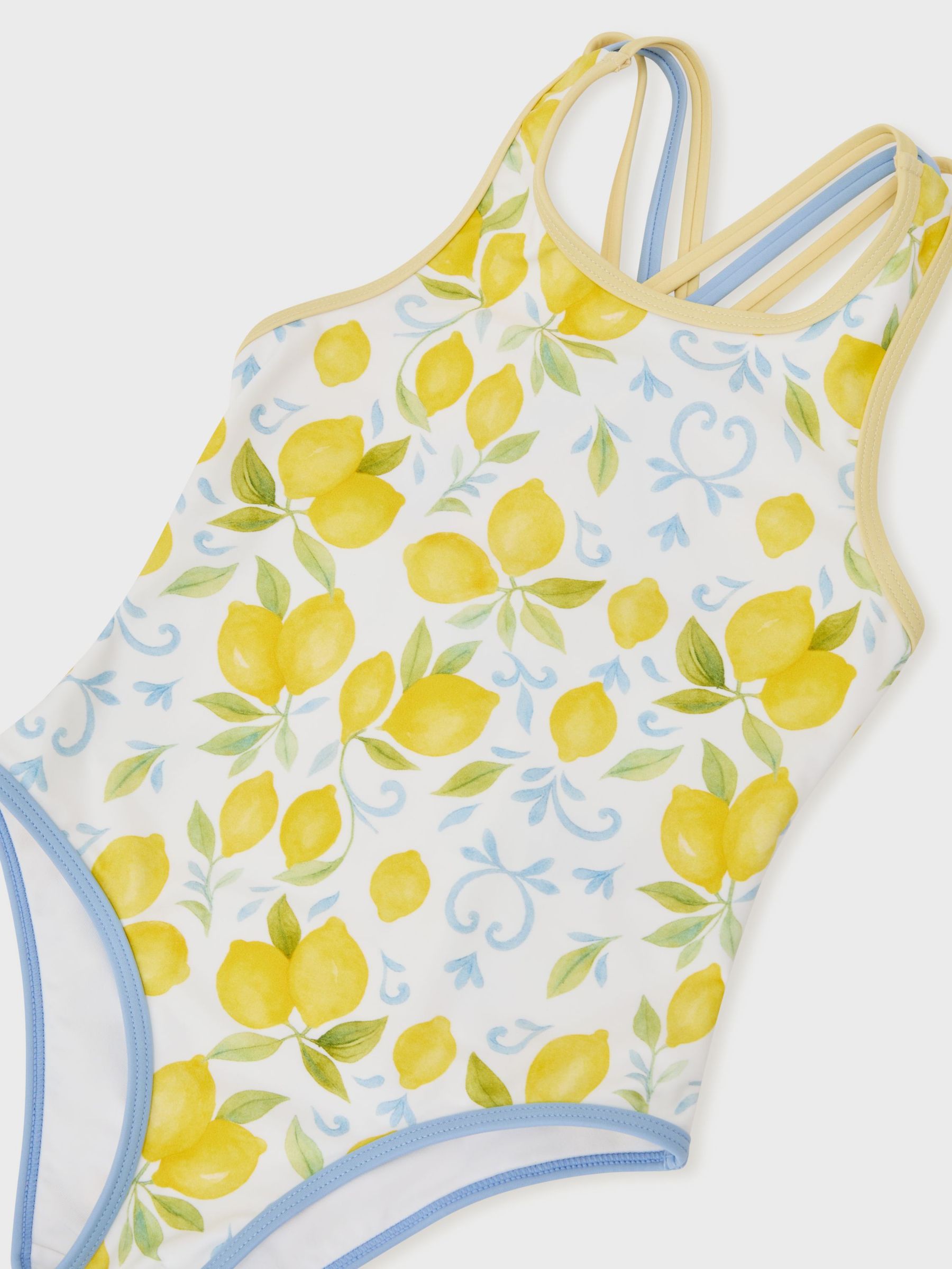 3-9 yrs Printed Cross-Strap Swimsuit in Yellow - Image 3 of 3