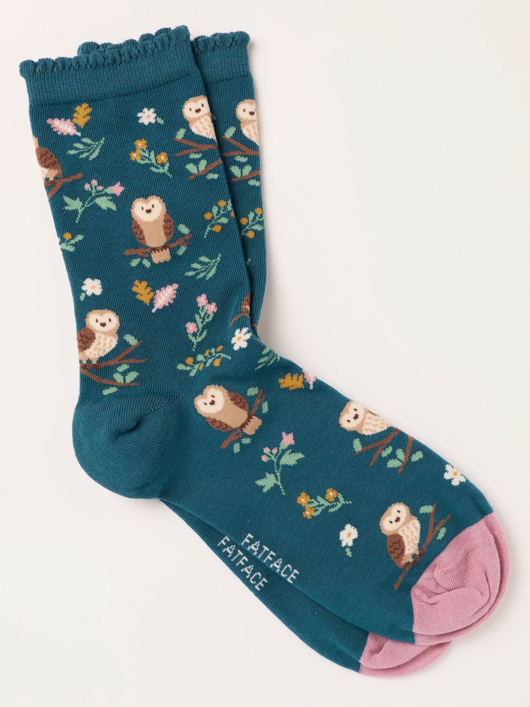 Teal Blue Owl Socks - Image 1 of 2