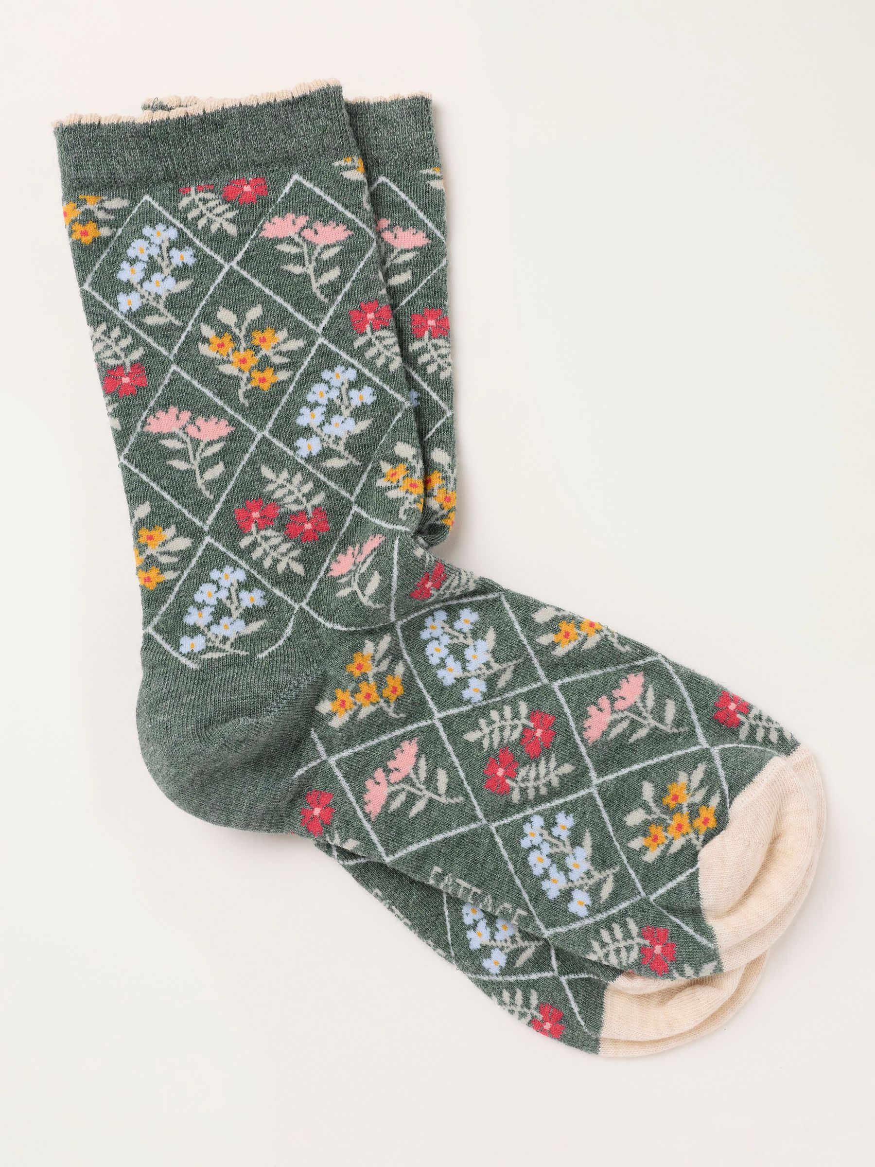 Green Floral Socks - Image 1 of 2 Green Floral Socks - Image 1 of 2