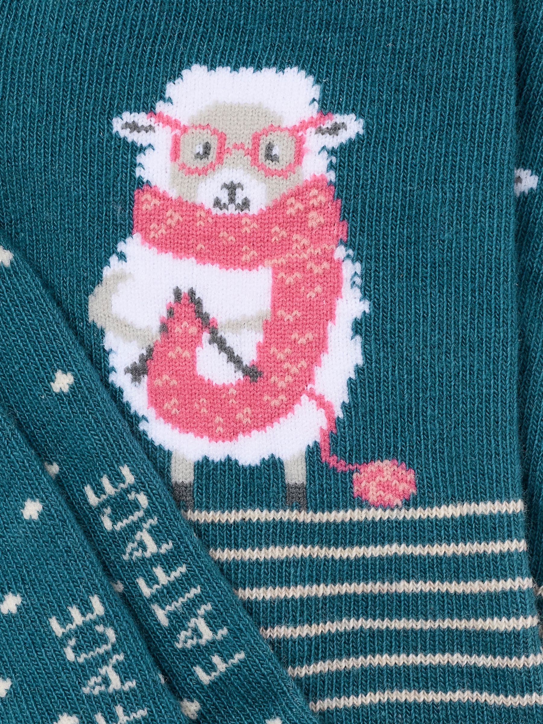 Teal Blue Knitting Sheep Socks - Image 2 of 2