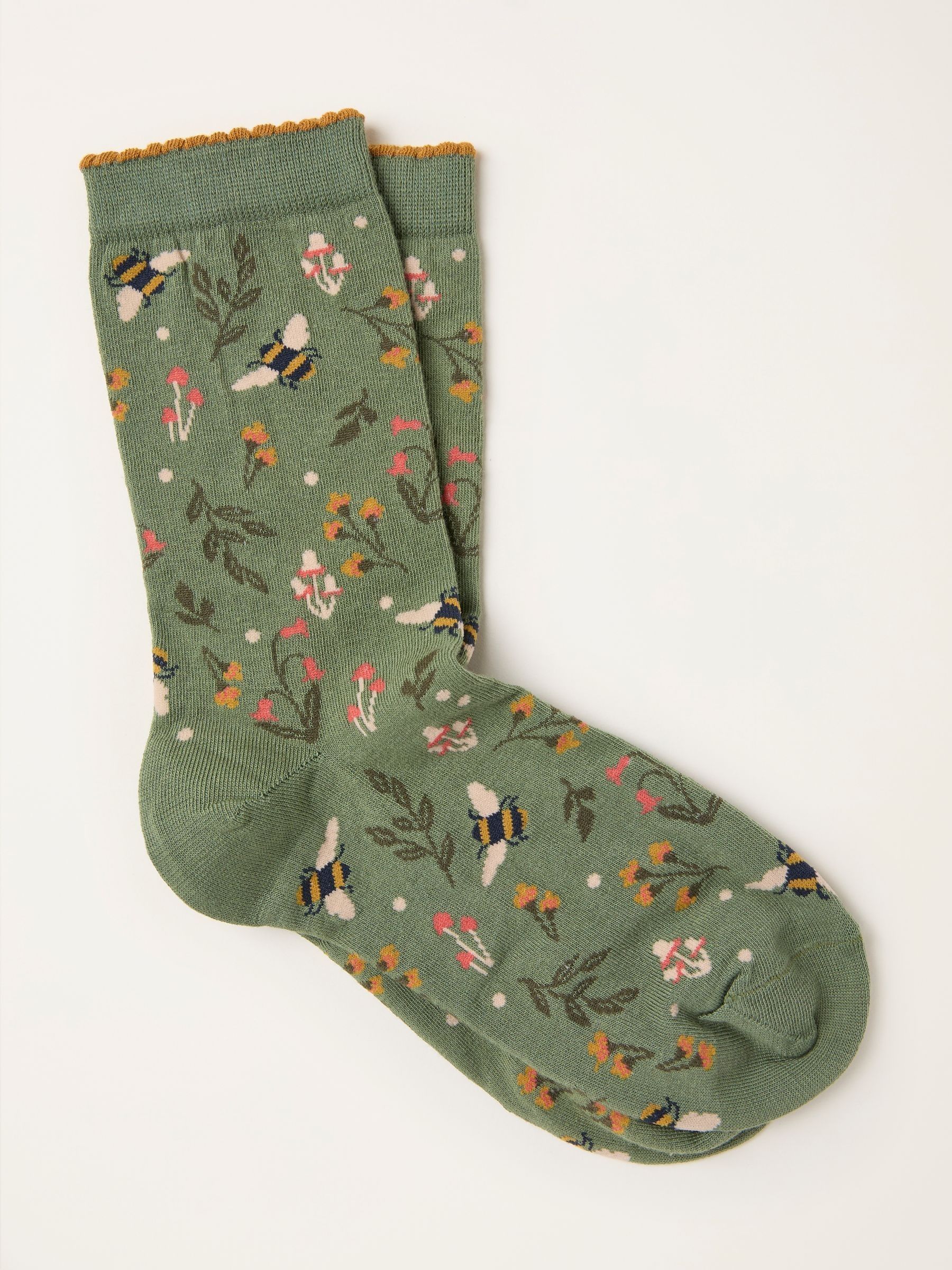 Green Bee Floral Socks - Image 1 of 2