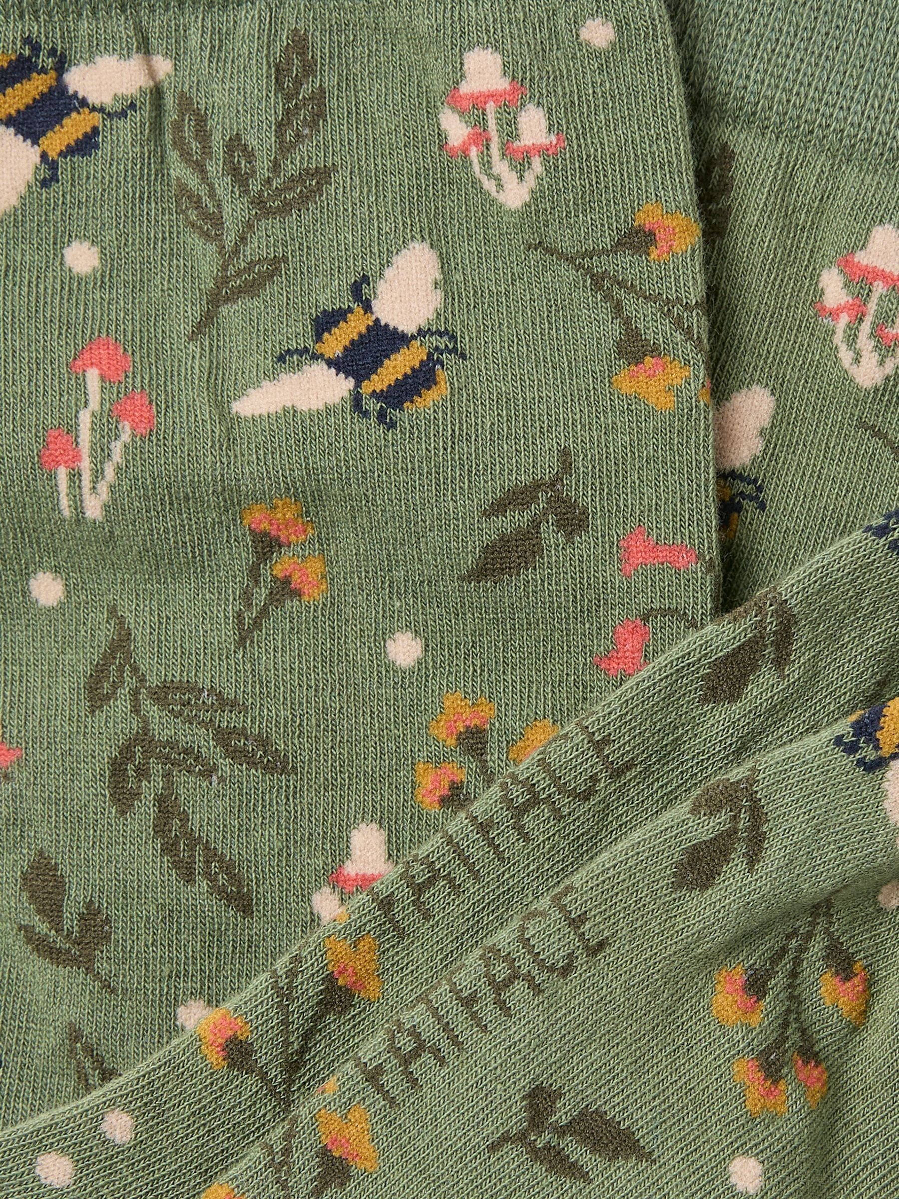 Green Bee Floral Socks - Image 2 of 2 Green Bee Floral Socks - Image 2 of 2