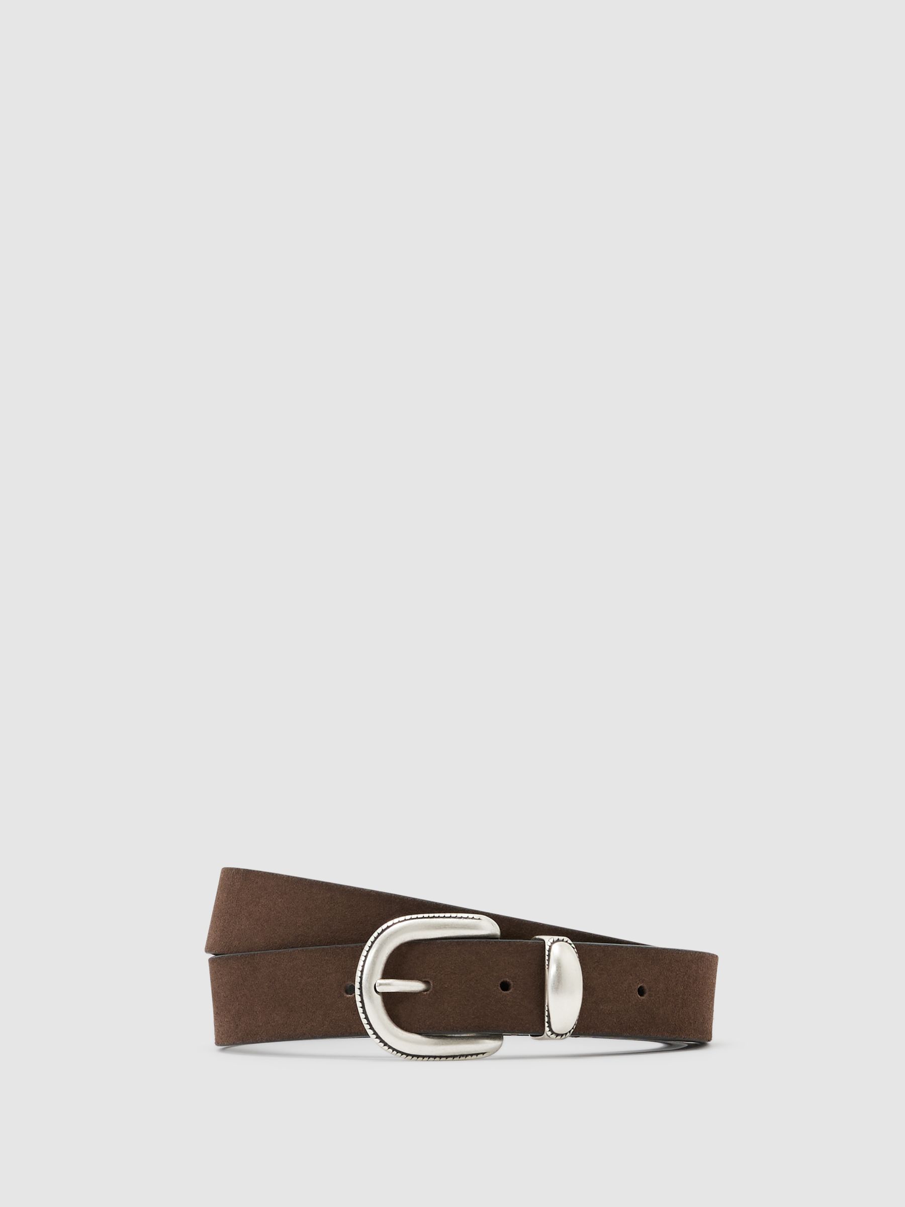 Suede Western Belt in Chocolate Brown - Image 1 of 3